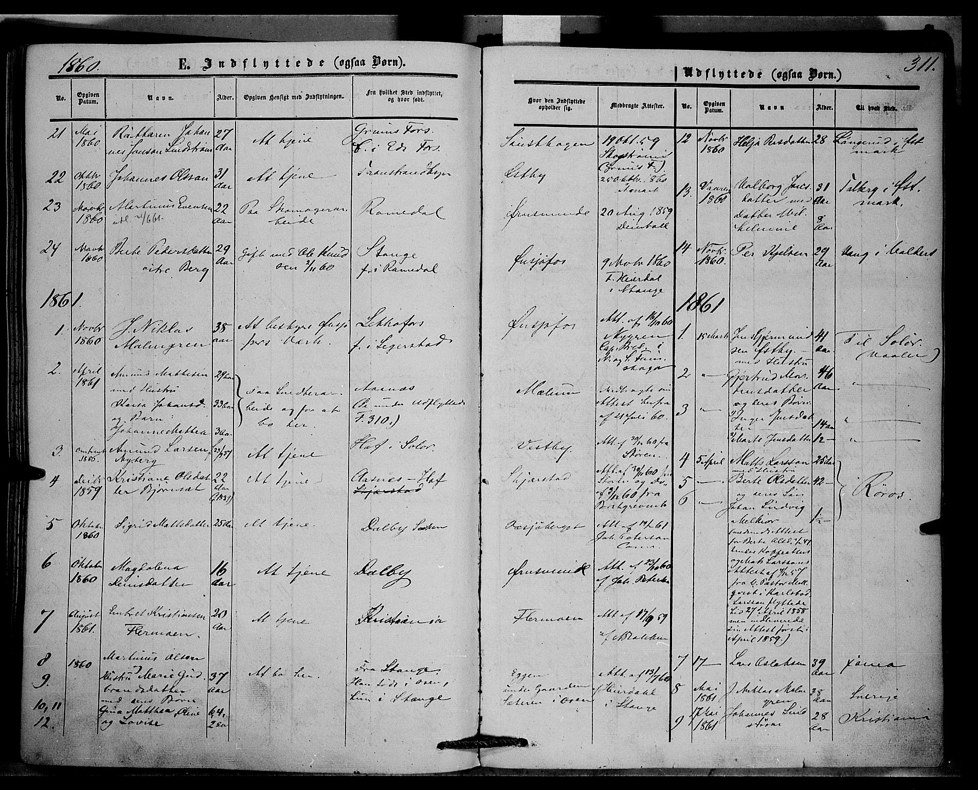Trysil prestekontor, SAH/PREST-046/H/Ha/Haa/L0005: Parish register (official) no. 5, 1851-1865, p. 311