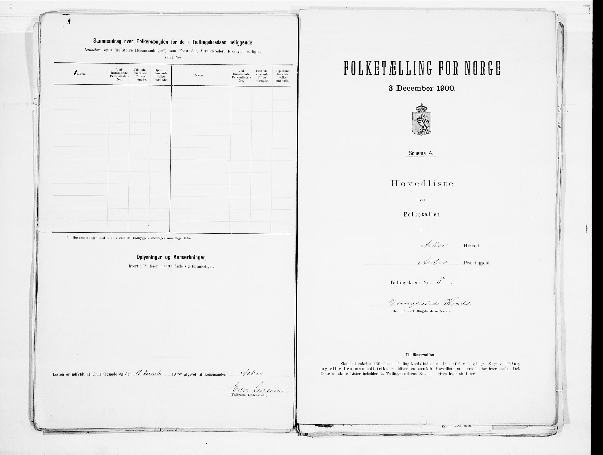 SAO, 1900 census for Asker, 1900, p. 16