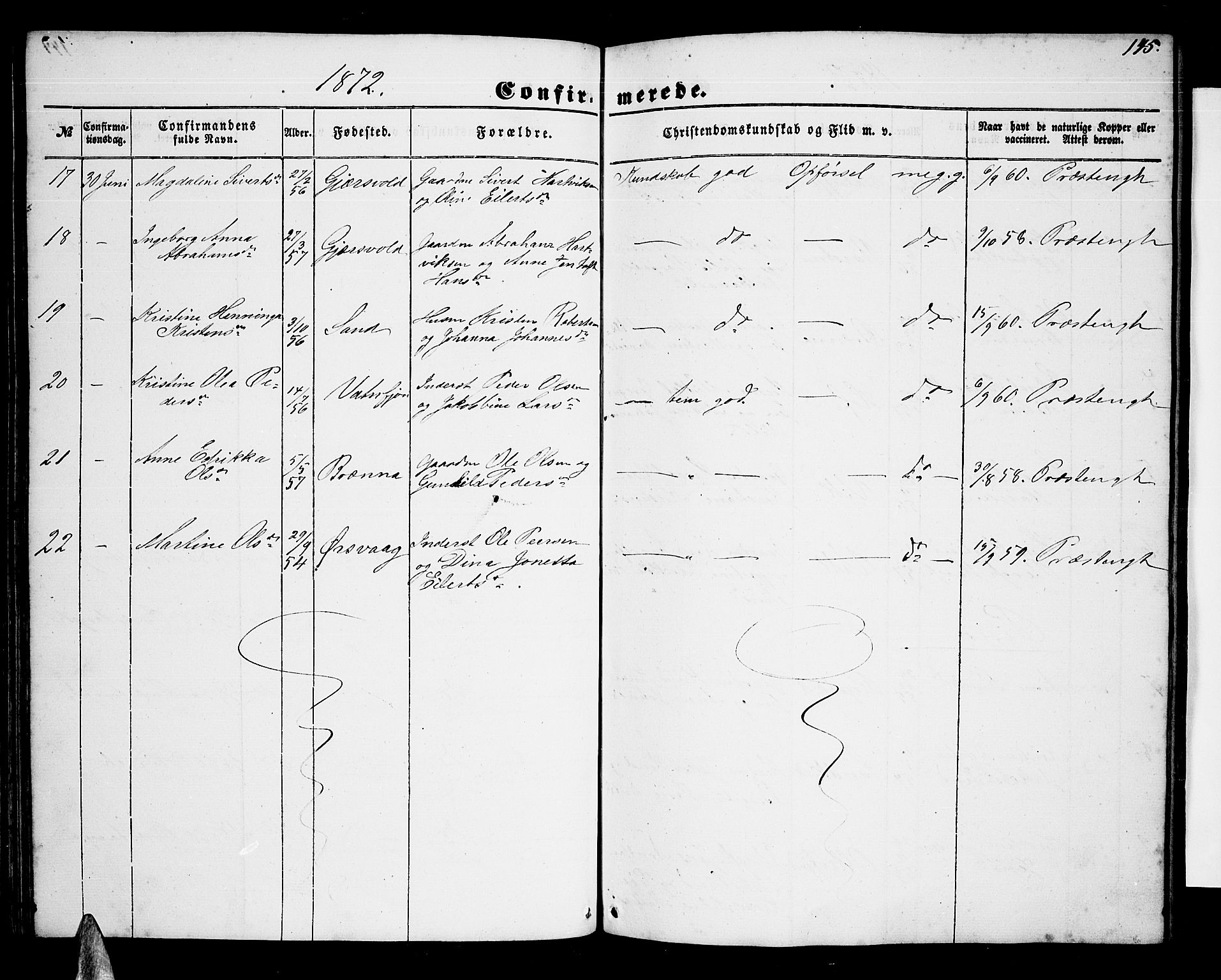 Ministerialprotokoller, klokkerbøker og fødselsregistre - Nordland, AV/SAT-A-1459/876/L1102: Parish register (copy) no. 876C01, 1852-1886, p. 145