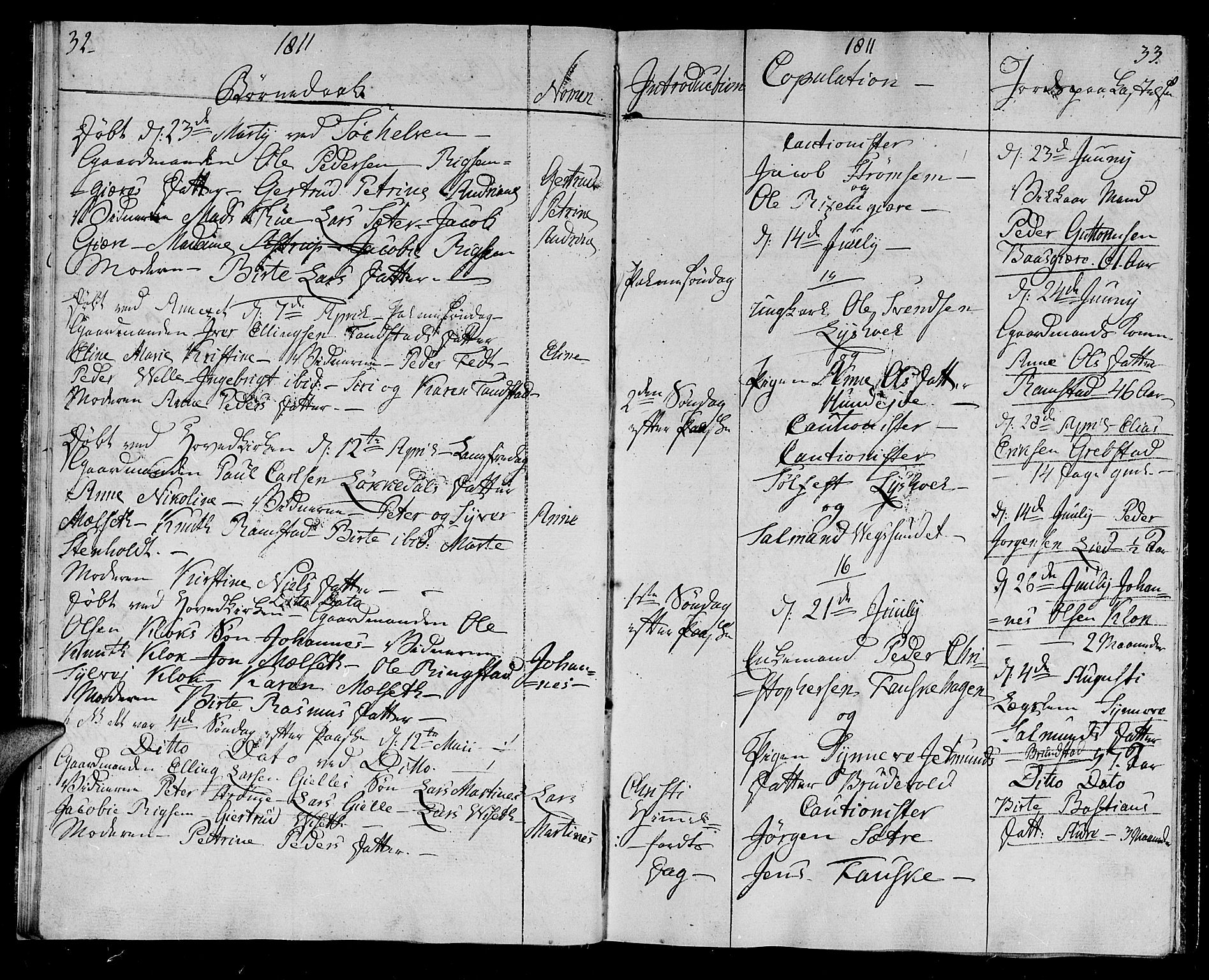 Ministerialprotokoller, klokkerbøker og fødselsregistre - Møre og Romsdal, AV/SAT-A-1454/522/L0309: Parish register (official) no. 522A04, 1810-1816, p. 32-33