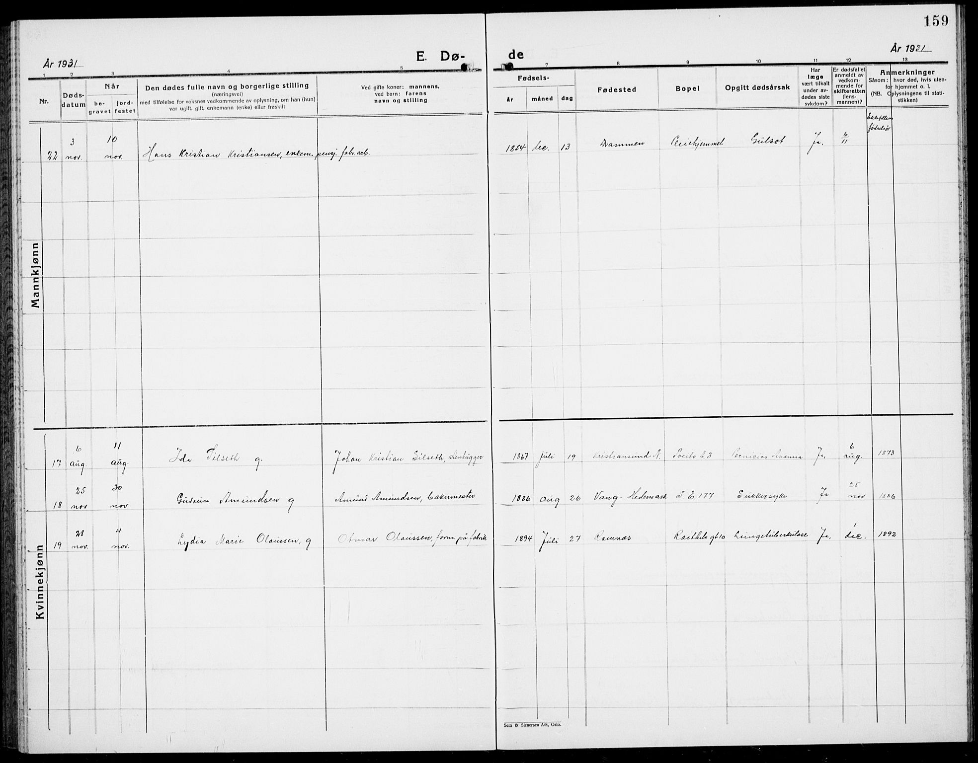 Rjukan kirkebøker, AV/SAKO-A-294/G/Ga/L0005: Parish register (copy) no. 5, 1928-1937, p. 159