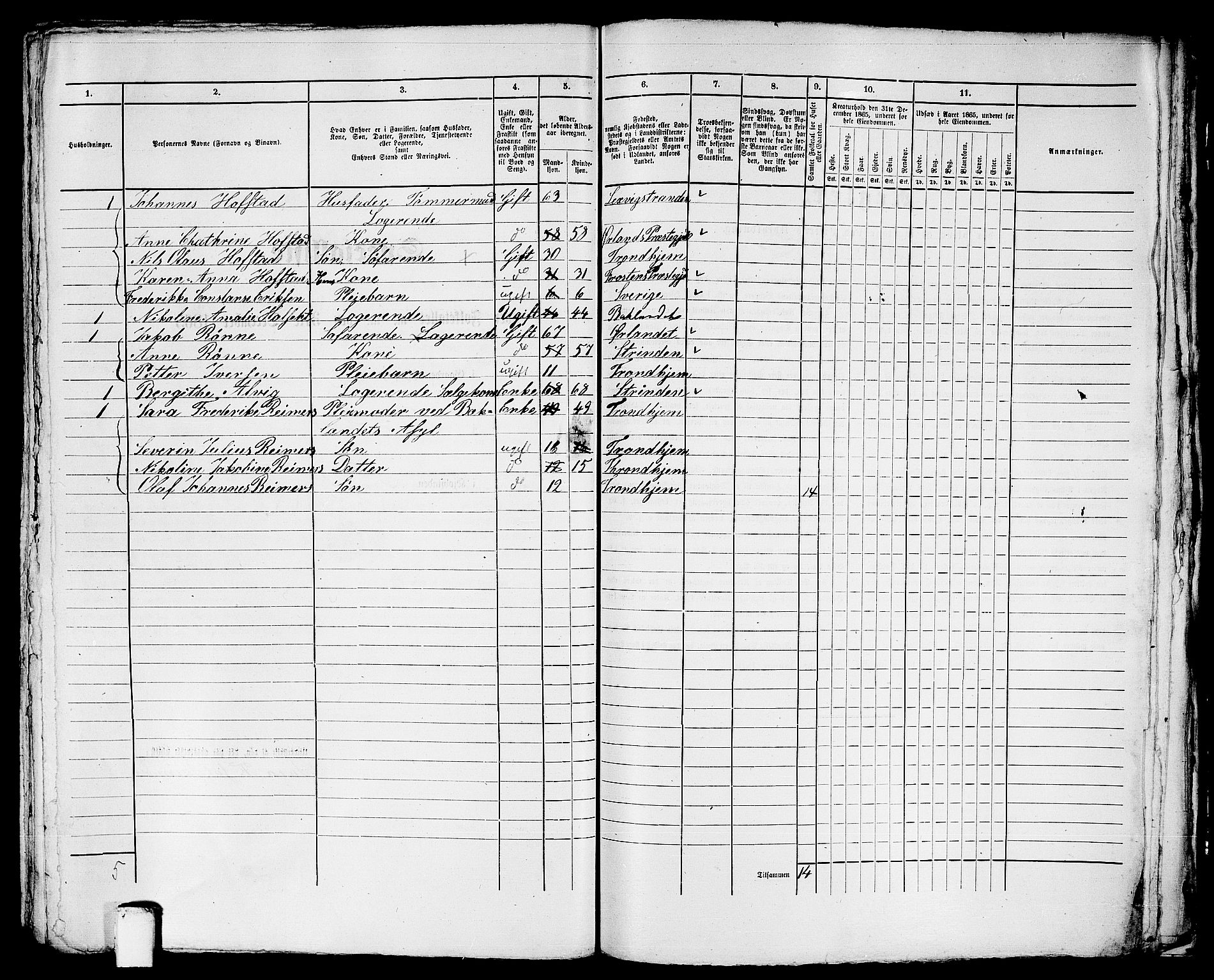 RA, 1865 census for Trondheim, 1865, p. 2561