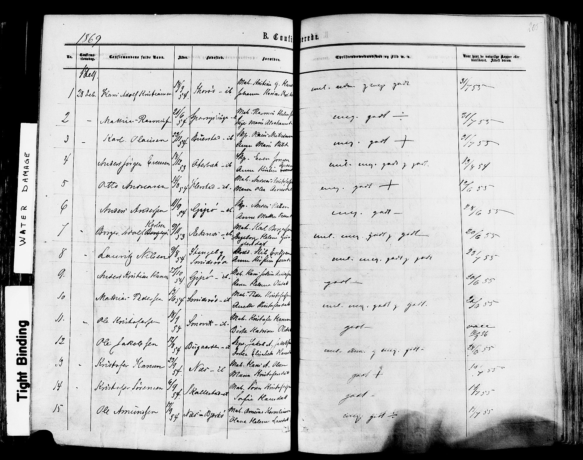 Nøtterøy kirkebøker, SAKO/A-354/F/Fa/L0007: Parish register (official) no. I 7, 1865-1877, p. 205