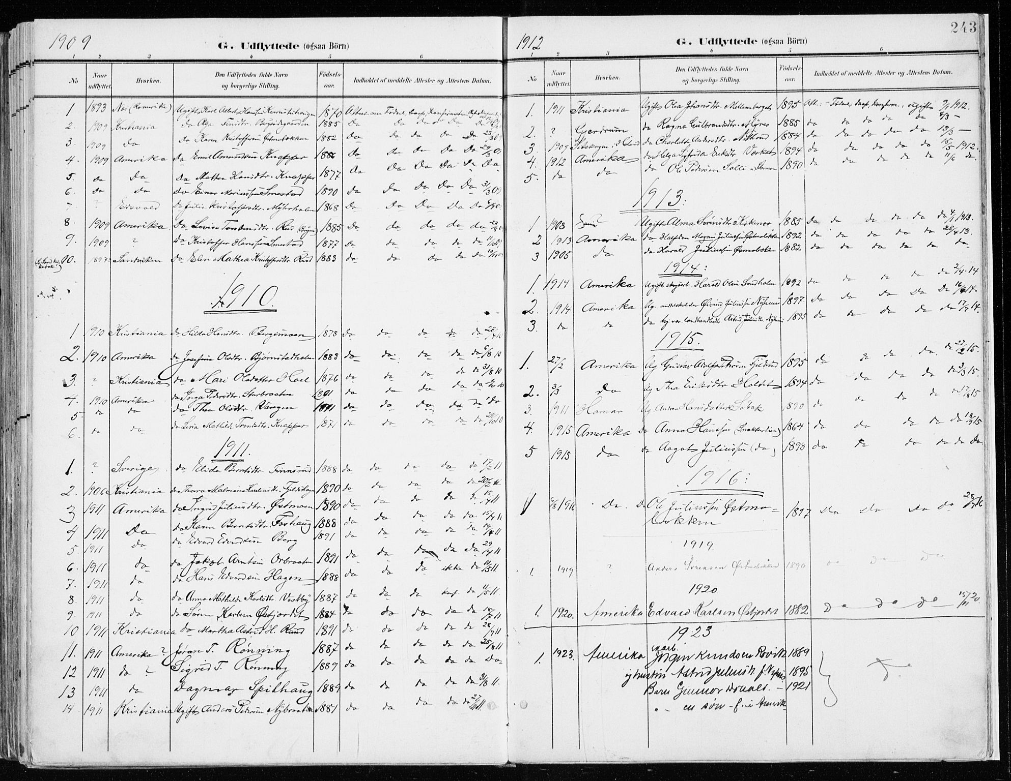 Nord-Odal prestekontor, SAH/PREST-032/H/Ha/Haa/L0009: Parish register (official) no. 9, 1902-1926, p. 243
