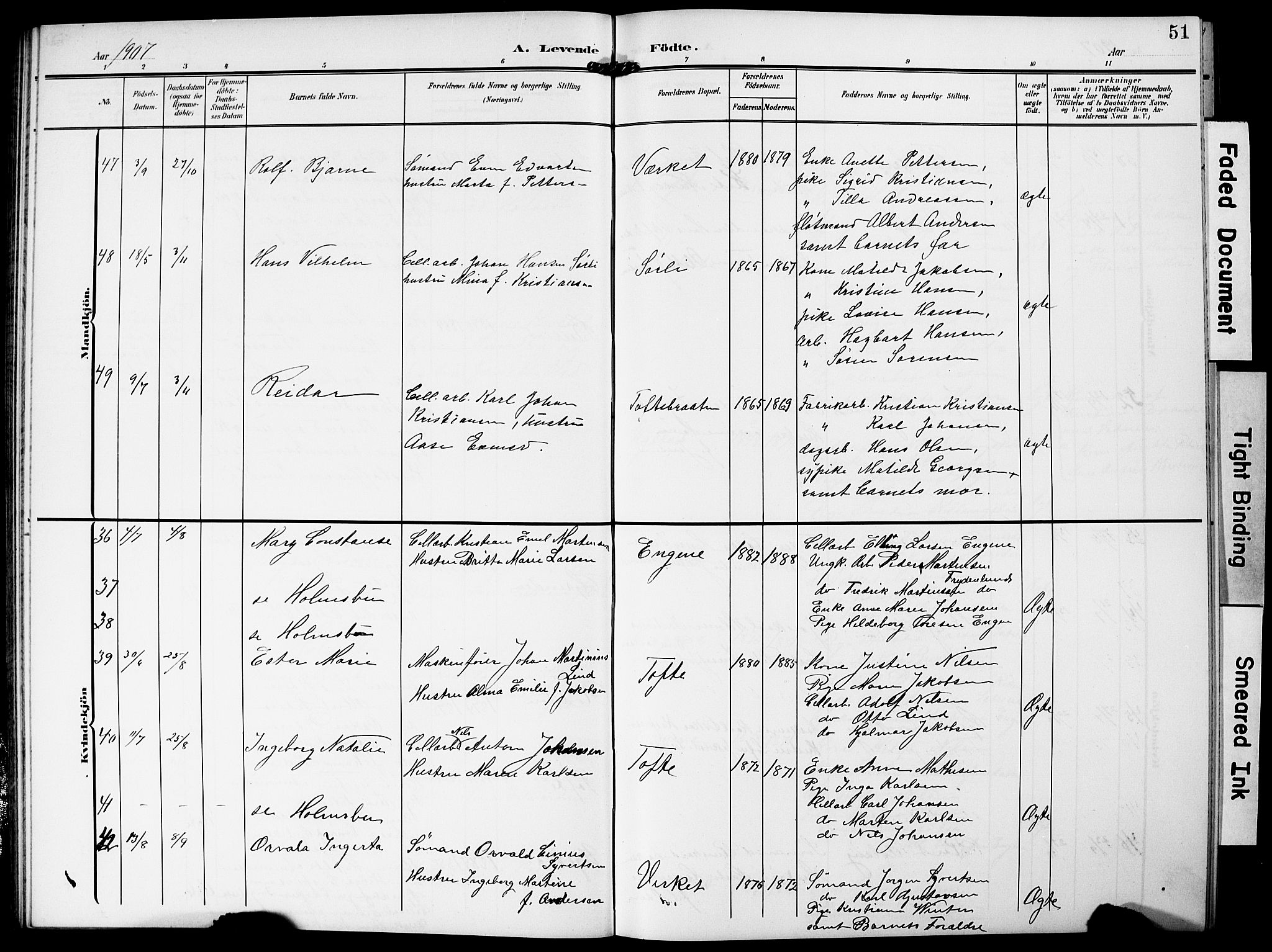 Hurum kirkebøker, AV/SAKO-A-229/G/Ga/L0004: Parish register (copy) no. I 4, 1904-1909, p. 51