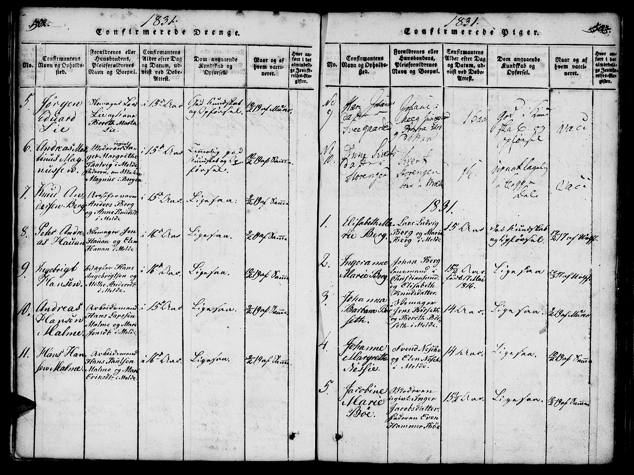 Ministerialprotokoller, klokkerbøker og fødselsregistre - Møre og Romsdal, SAT/A-1454/558/L0688: Parish register (official) no. 558A02, 1818-1843, p. 502-503