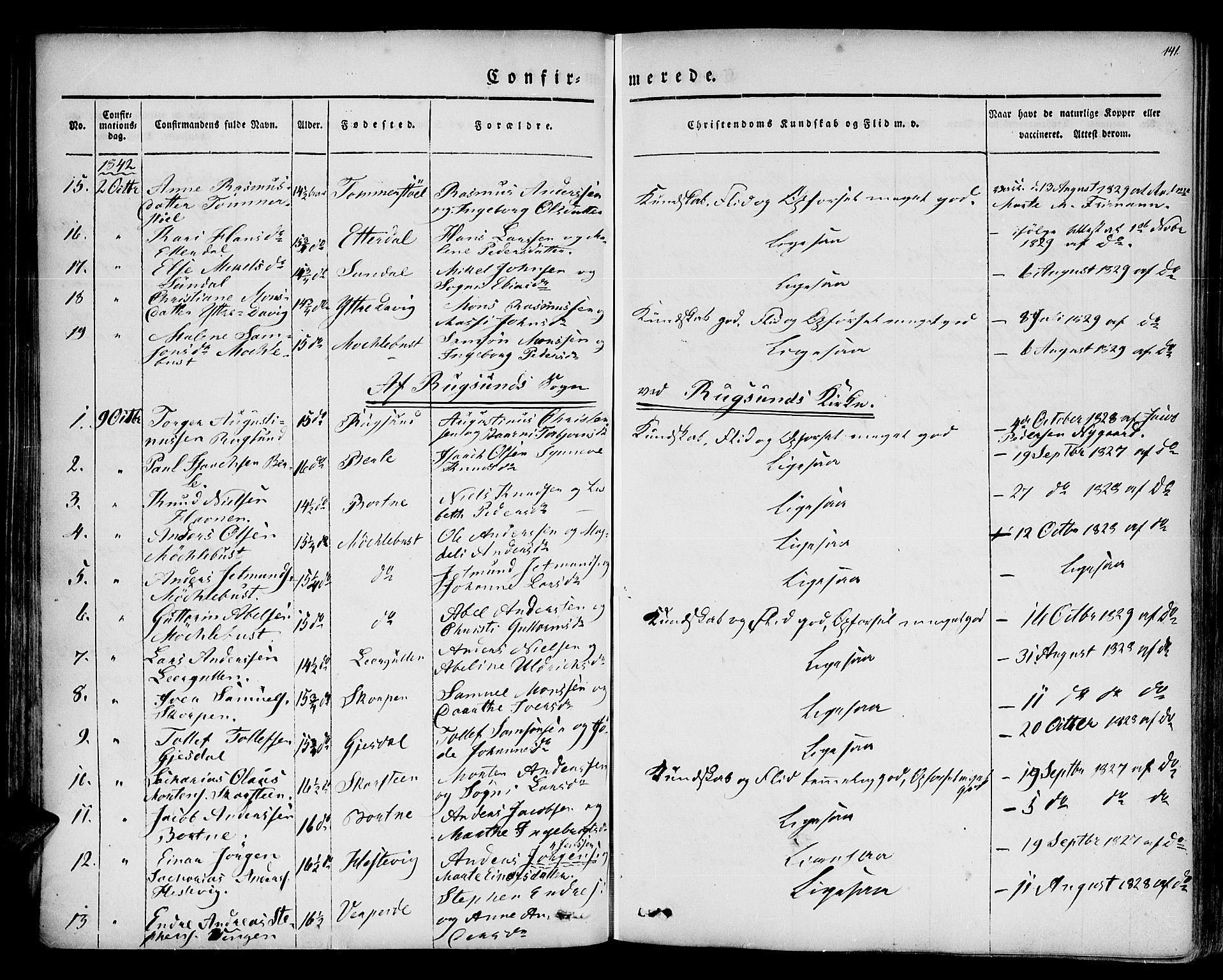 Davik sokneprestembete, AV/SAB-A-79701/H/Haa/Haaa/L0004: Parish register (official) no. A 4, 1830-1849, p. 141