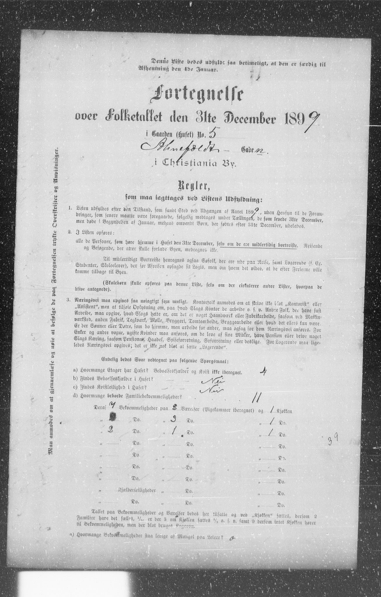 OBA, Municipal Census 1899 for Kristiania, 1899, p. 13