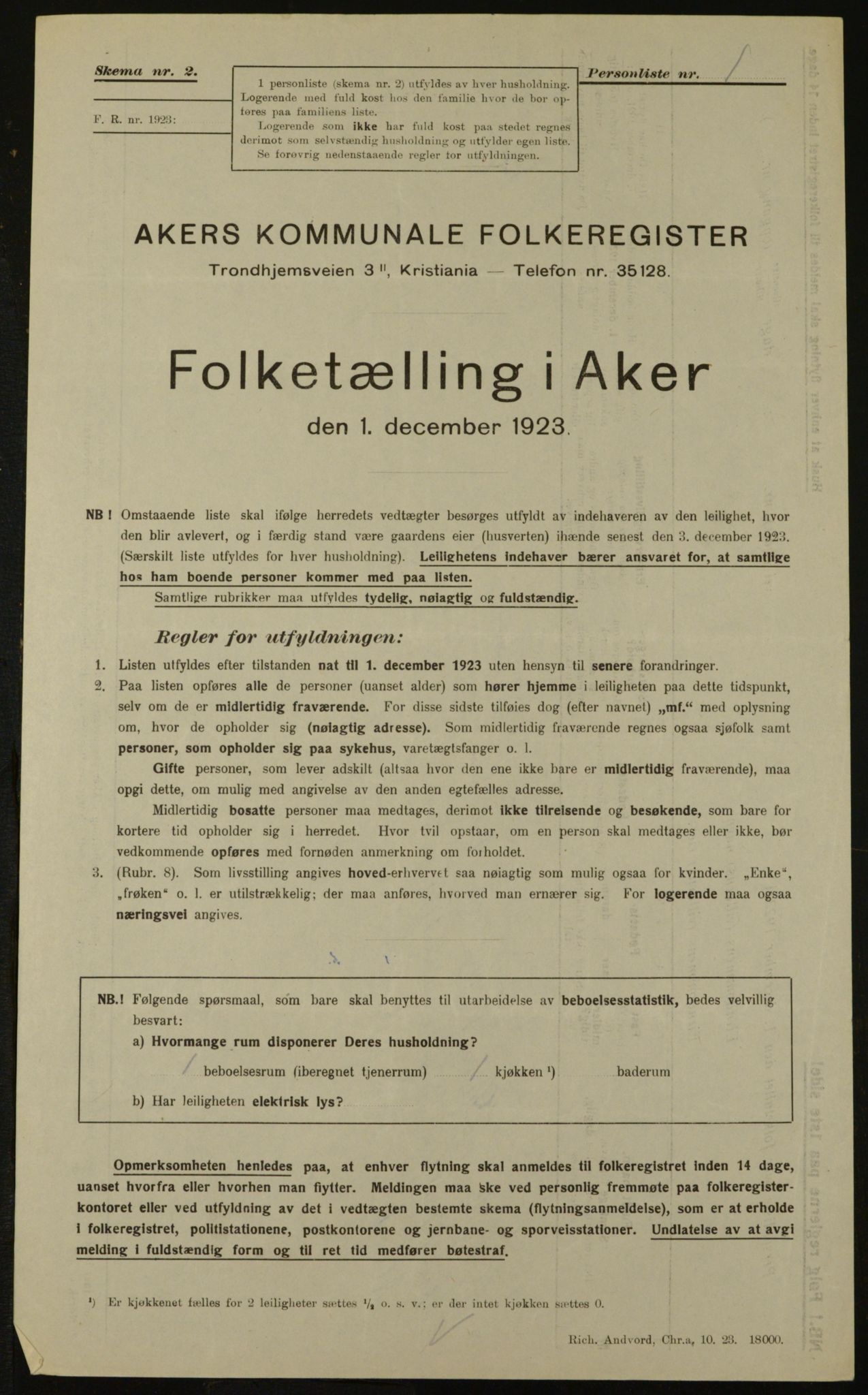 , Municipal Census 1923 for Aker, 1923, p. 34158