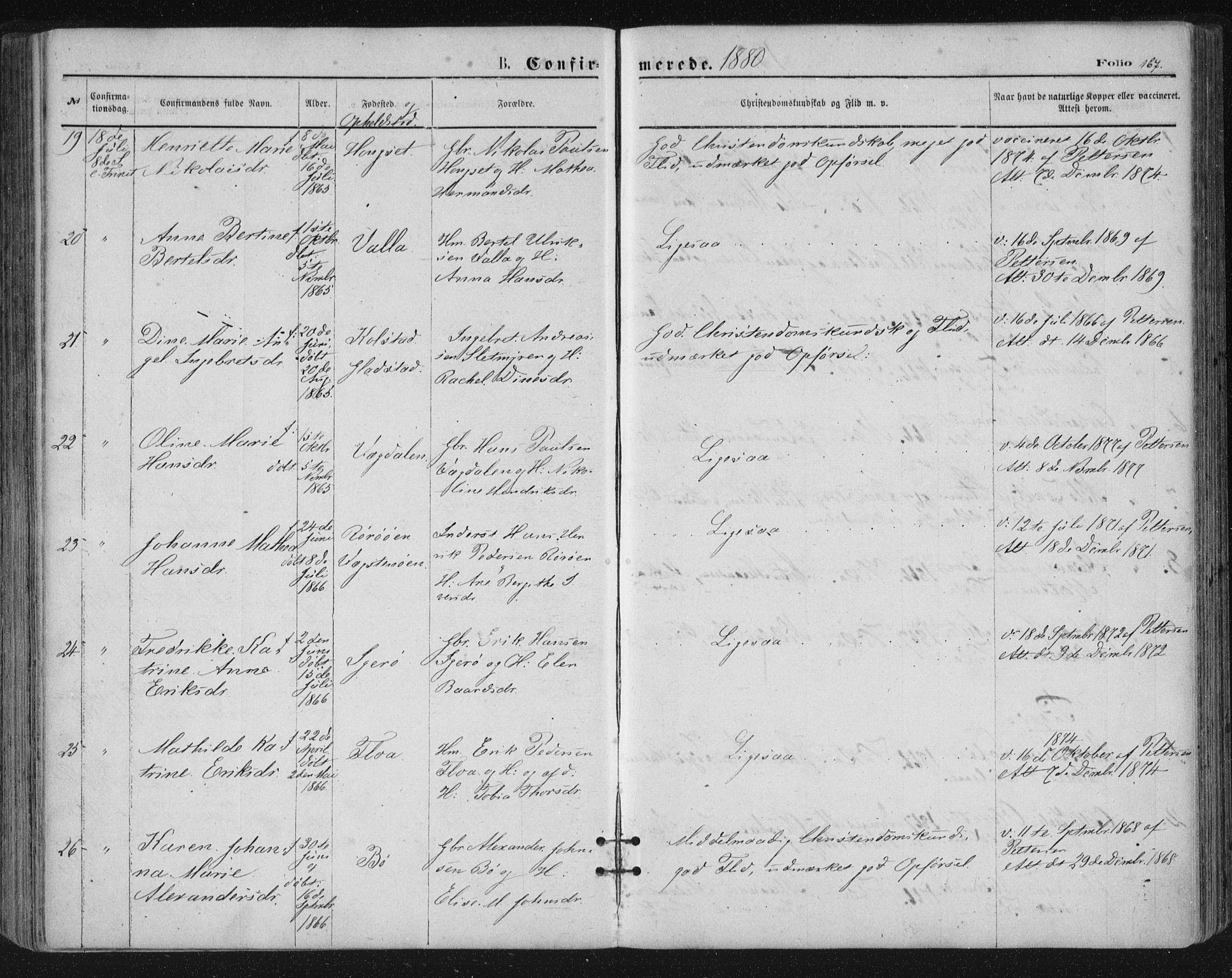 Ministerialprotokoller, klokkerbøker og fødselsregistre - Nordland, SAT/A-1459/816/L0241: Parish register (official) no. 816A07, 1870-1885, p. 167