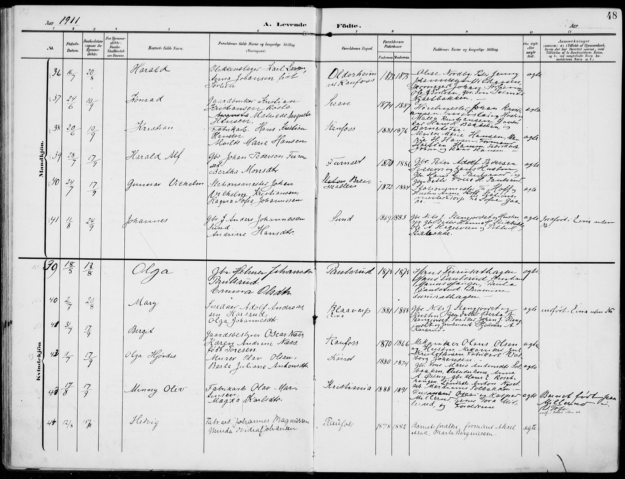 Vestre Toten prestekontor, AV/SAH-PREST-108/H/Ha/Haa/L0014: Parish register (official) no. 14, 1907-1920, p. 48