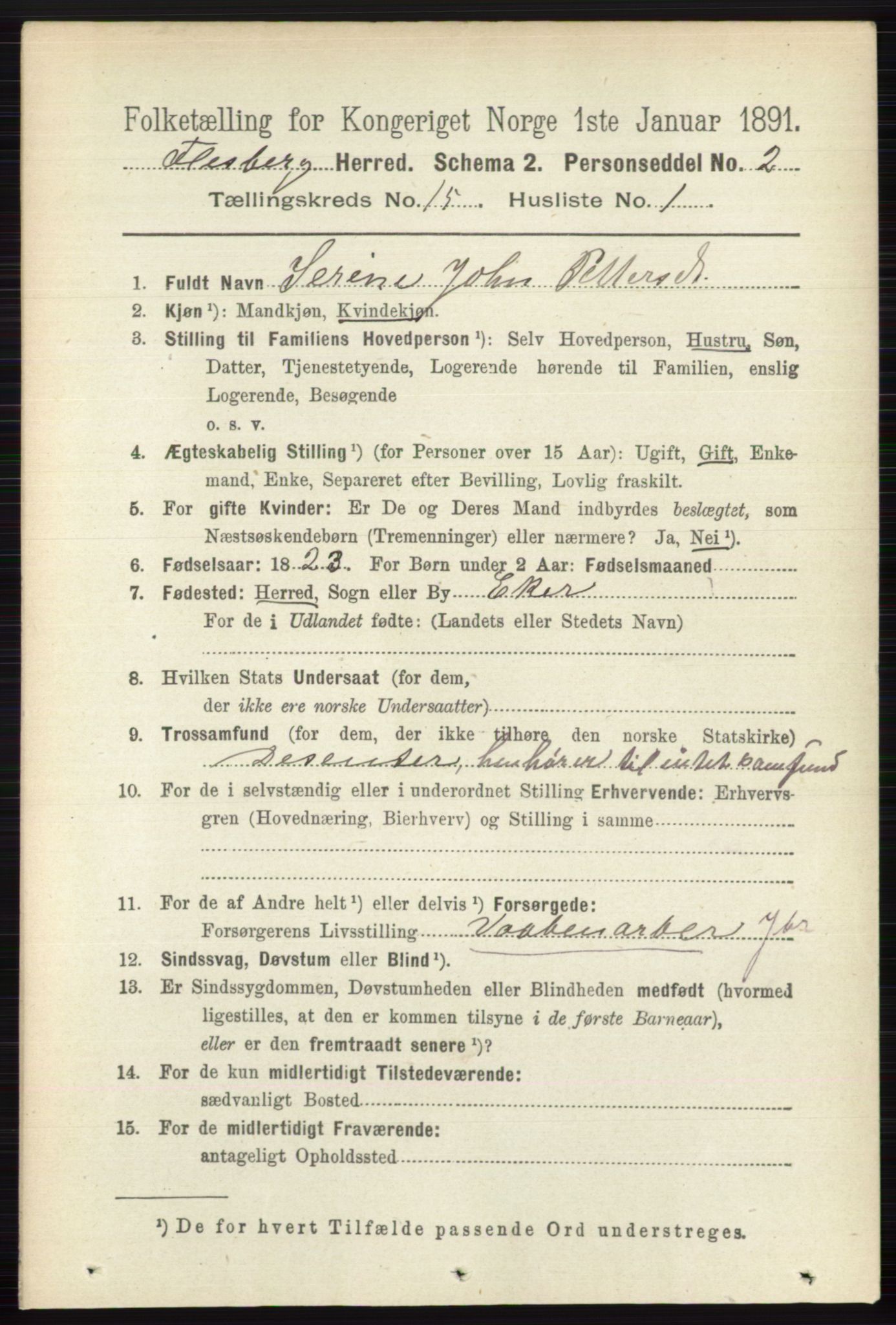 RA, 1891 census for 0631 Flesberg, 1891, p. 2694