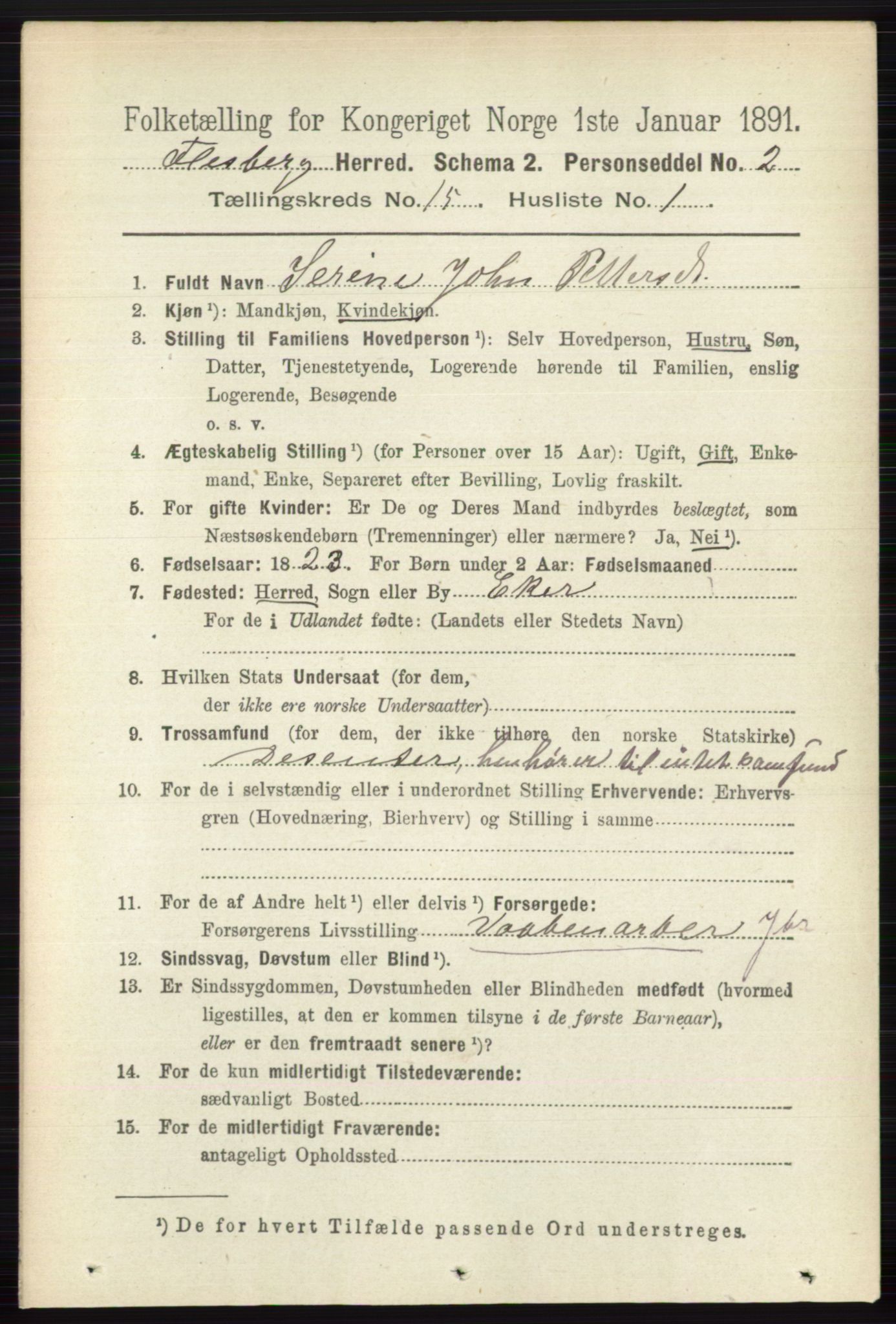 RA, 1891 census for 0631 Flesberg, 1891, p. 2694