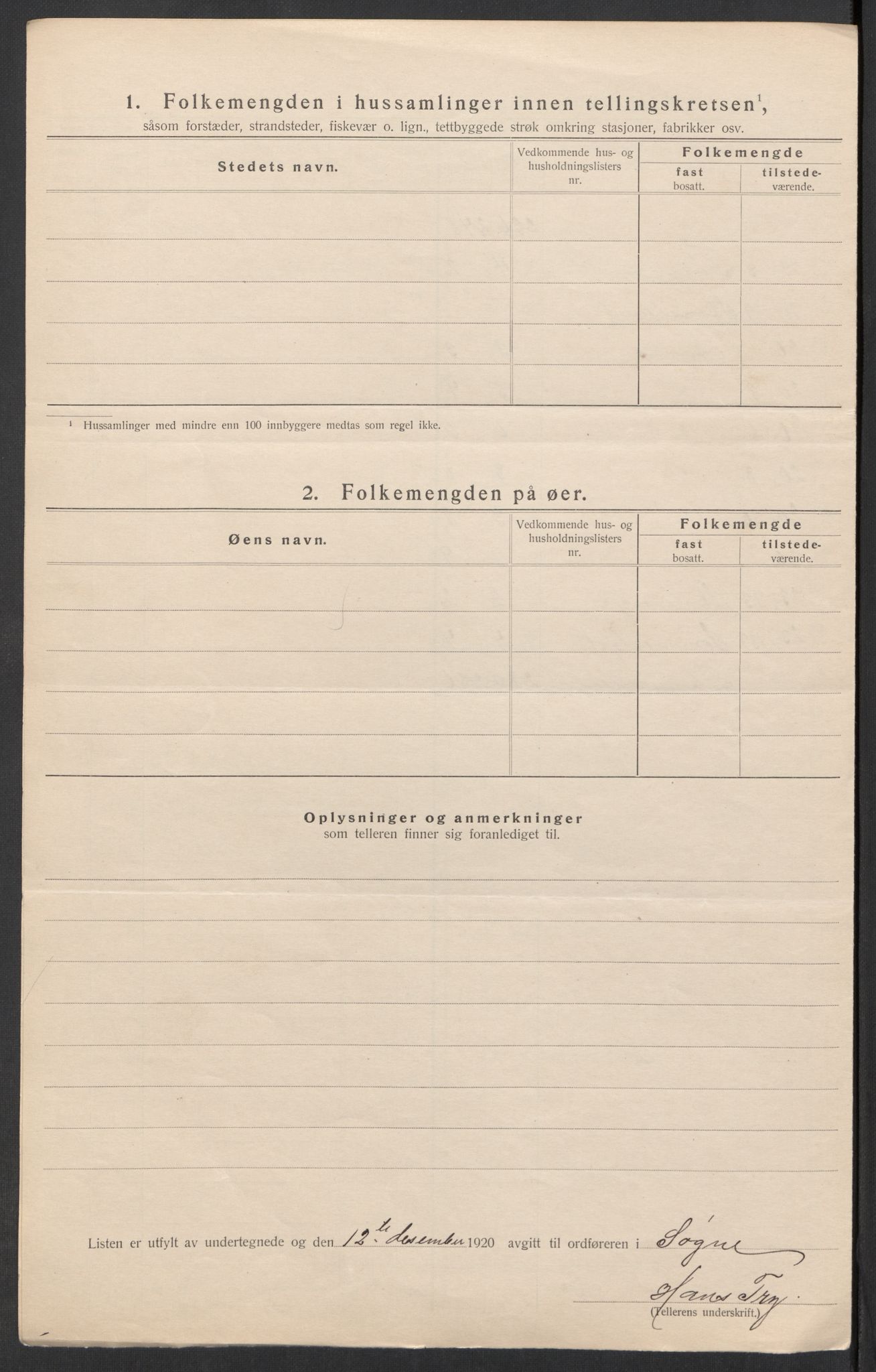 SAK, 1920 census for Søgne, 1920, p. 22