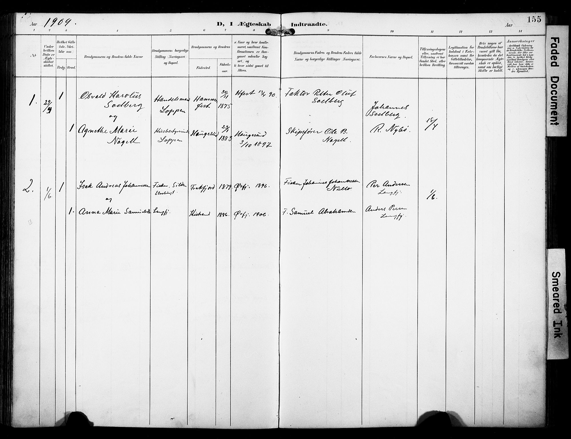 Loppa sokneprestkontor, SATØ/S-1339/H/Ha/L0009kirke: Parish register (official) no. 9, 1895-1909, p. 155