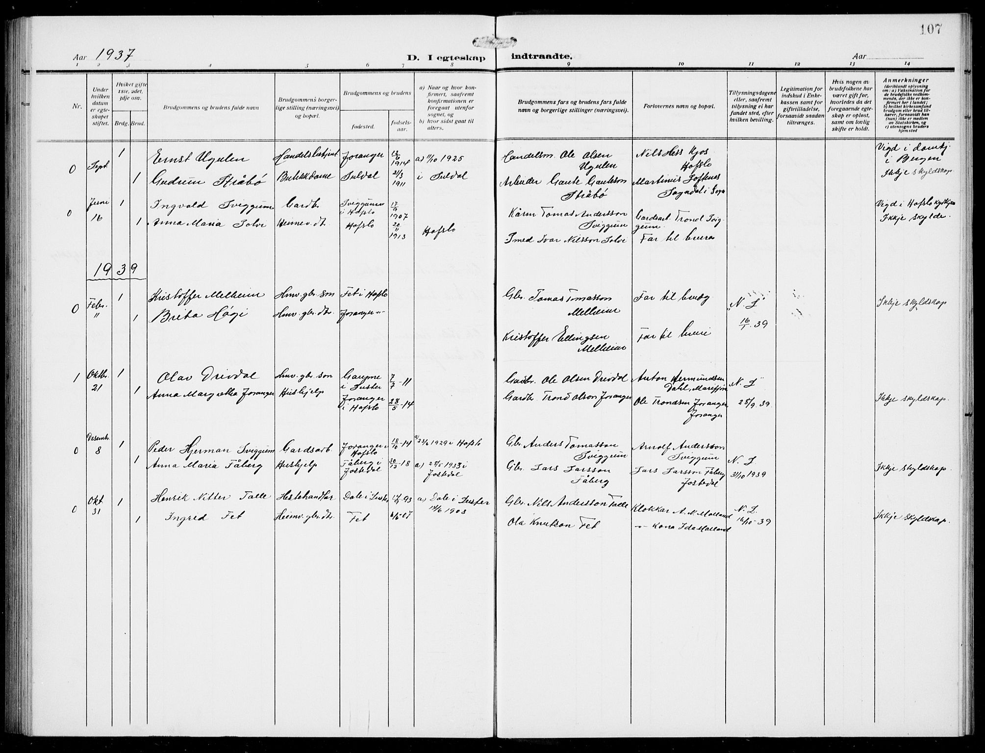 Jostedal sokneprestembete, AV/SAB-A-80601/H/Hab/Habd/L0002: Parish register (copy) no. D 2, 1910-1941, p. 107