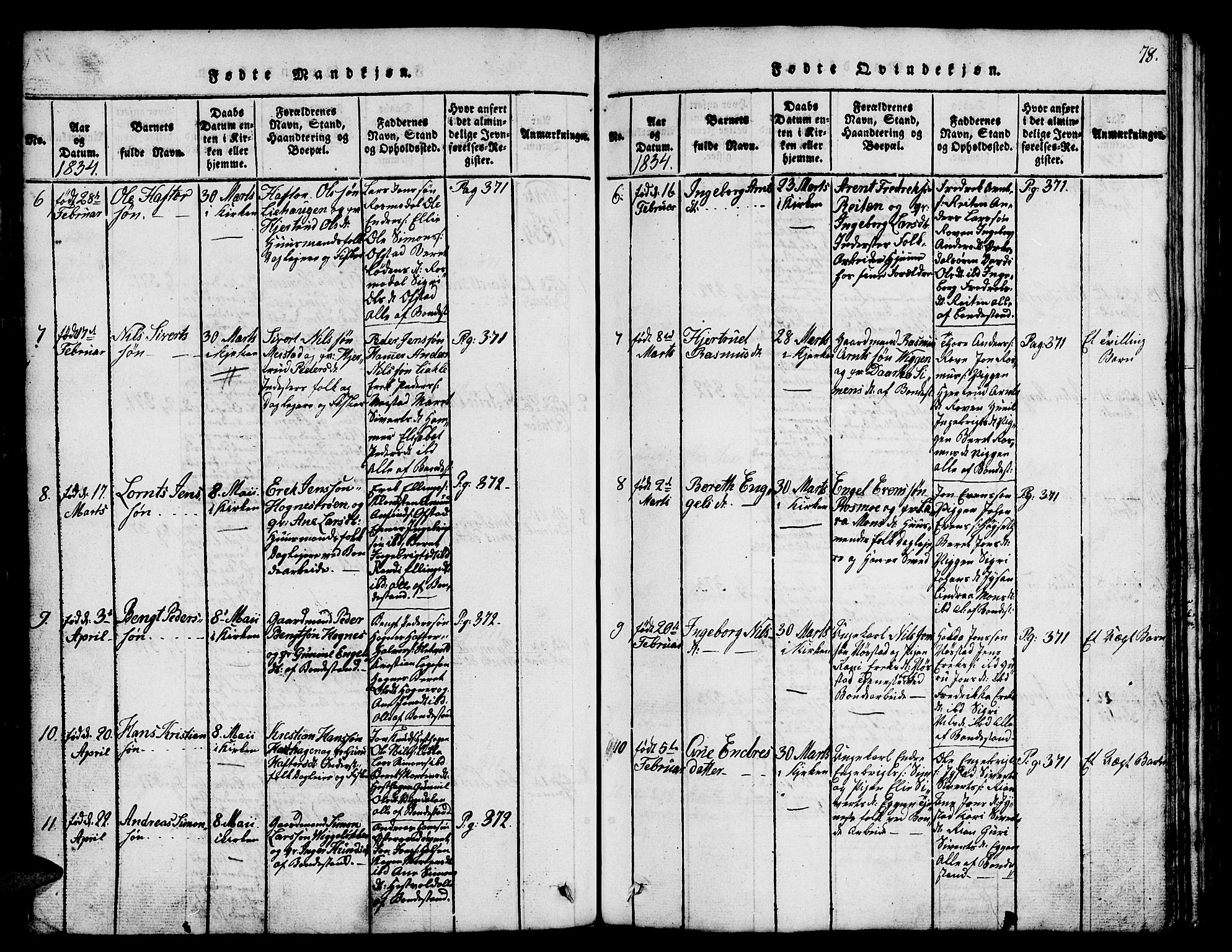 Ministerialprotokoller, klokkerbøker og fødselsregistre - Sør-Trøndelag, SAT/A-1456/665/L0776: Parish register (copy) no. 665C01, 1817-1837, p. 78