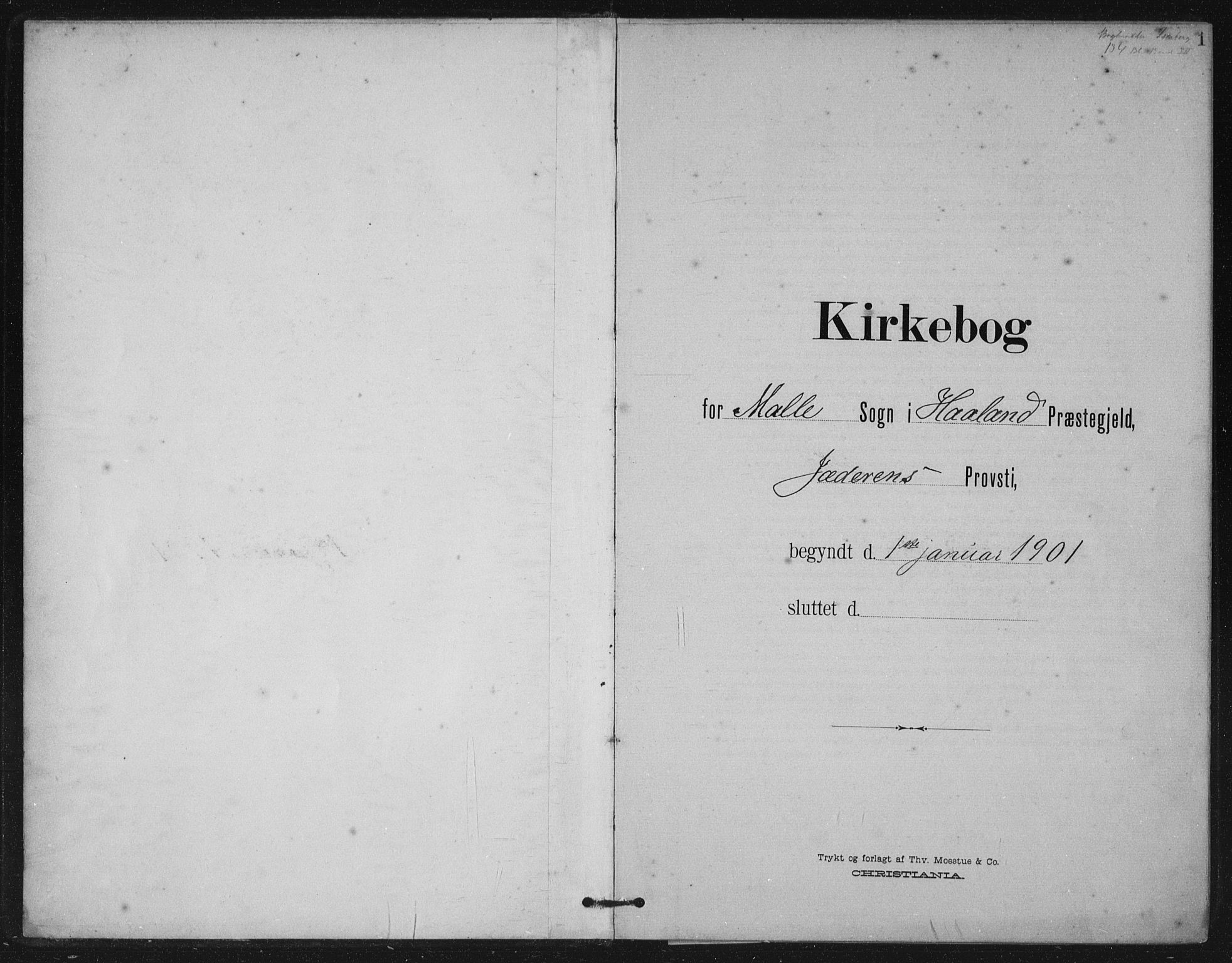Håland sokneprestkontor, SAST/A-101802/002/B/L0001: Parish register (official) no. A 13, 1901-1923, p. 1