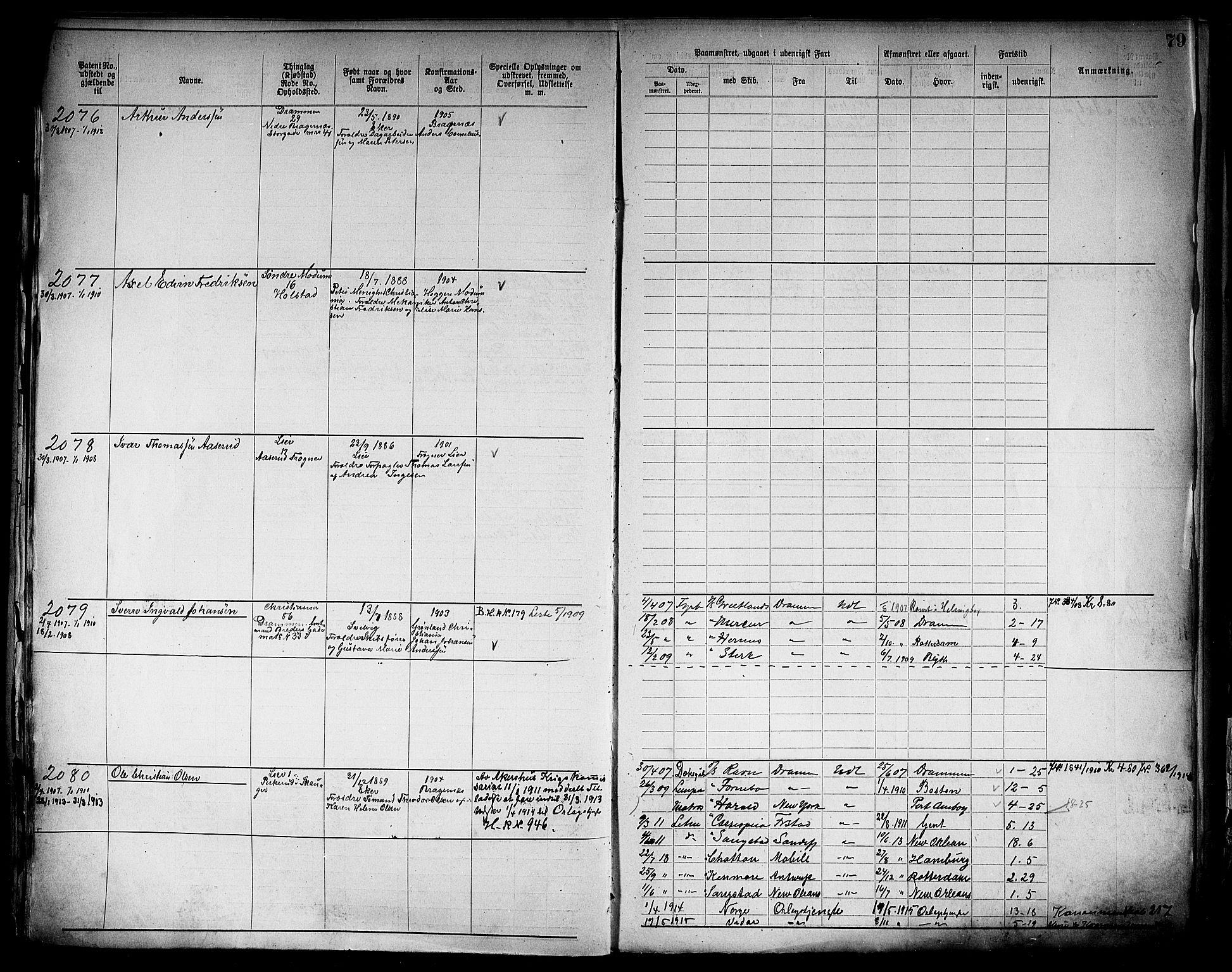 Drammen innrulleringsdistrikt, SAKO/A-781/F/Fb/L0006: Annotasjonsrulle, 1905-1911, p. 81