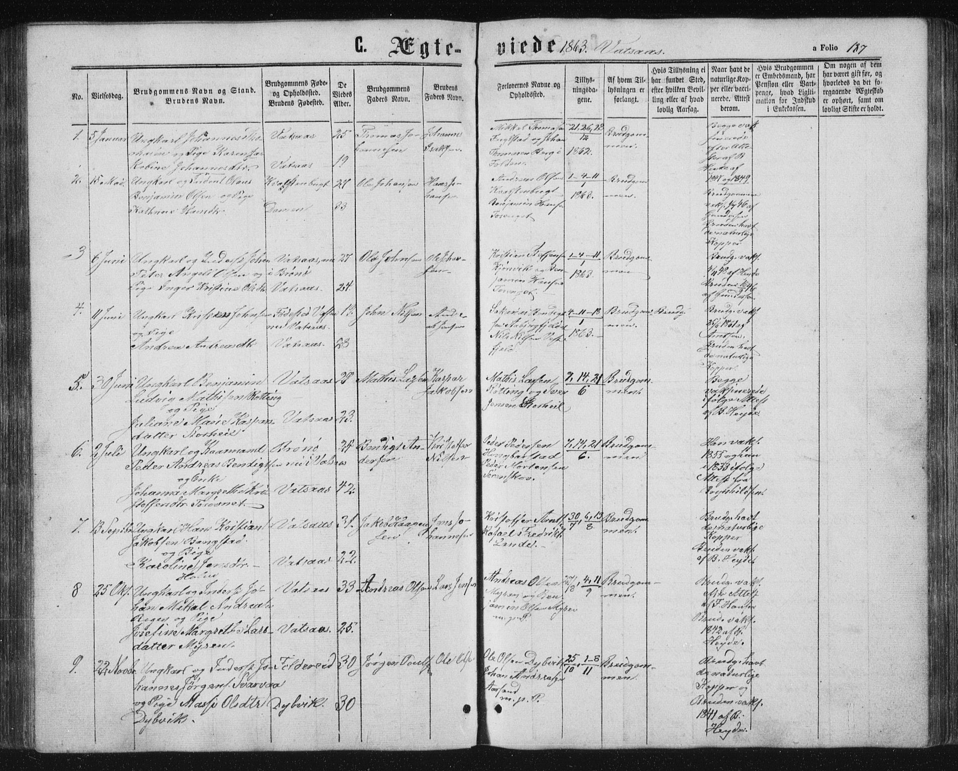Ministerialprotokoller, klokkerbøker og fødselsregistre - Nordland, SAT/A-1459/810/L0158: Parish register (copy) no. 810C02 /1, 1863-1883, p. 187