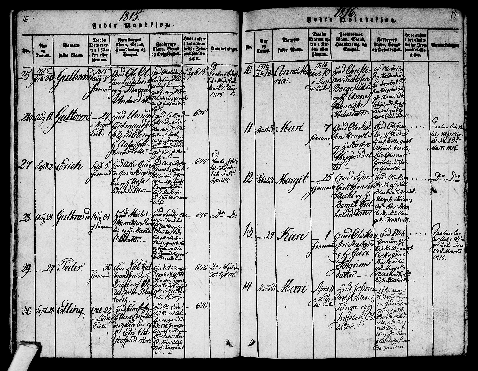 Norderhov kirkebøker, AV/SAKO-A-237/G/Ga/L0003: Parish register (copy) no. I 3 /2, 1814-1876, p. 16-17