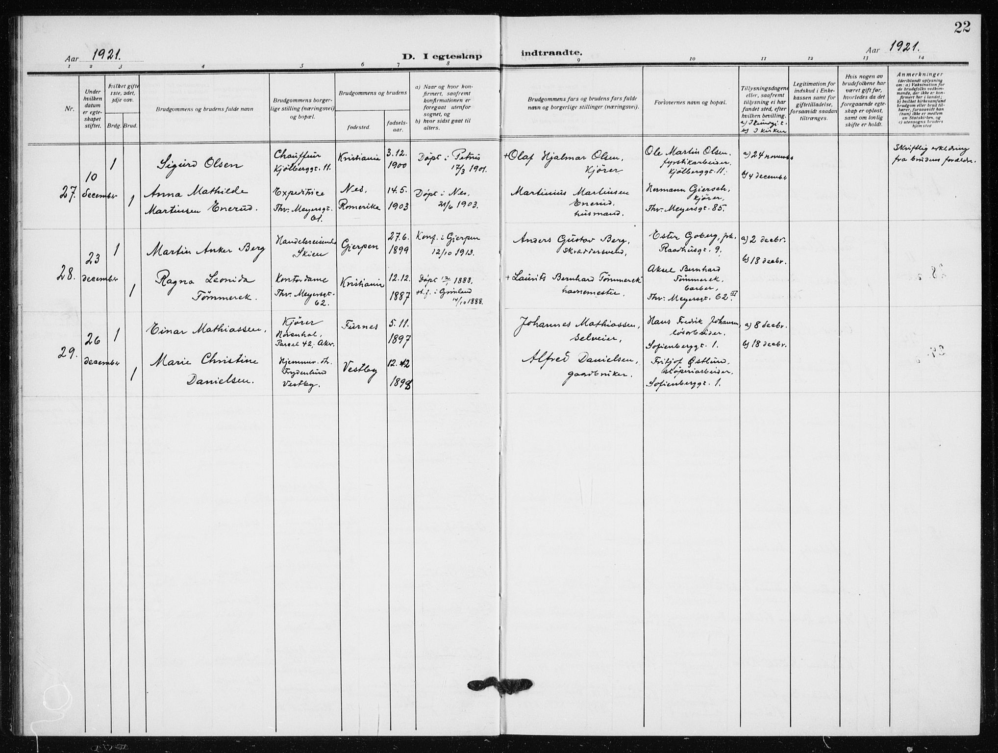 Hauge prestekontor Kirkebøker, AV/SAO-A-10849/F/Fa/L0003: Parish register (official) no. 3, 1917-1938, p. 22