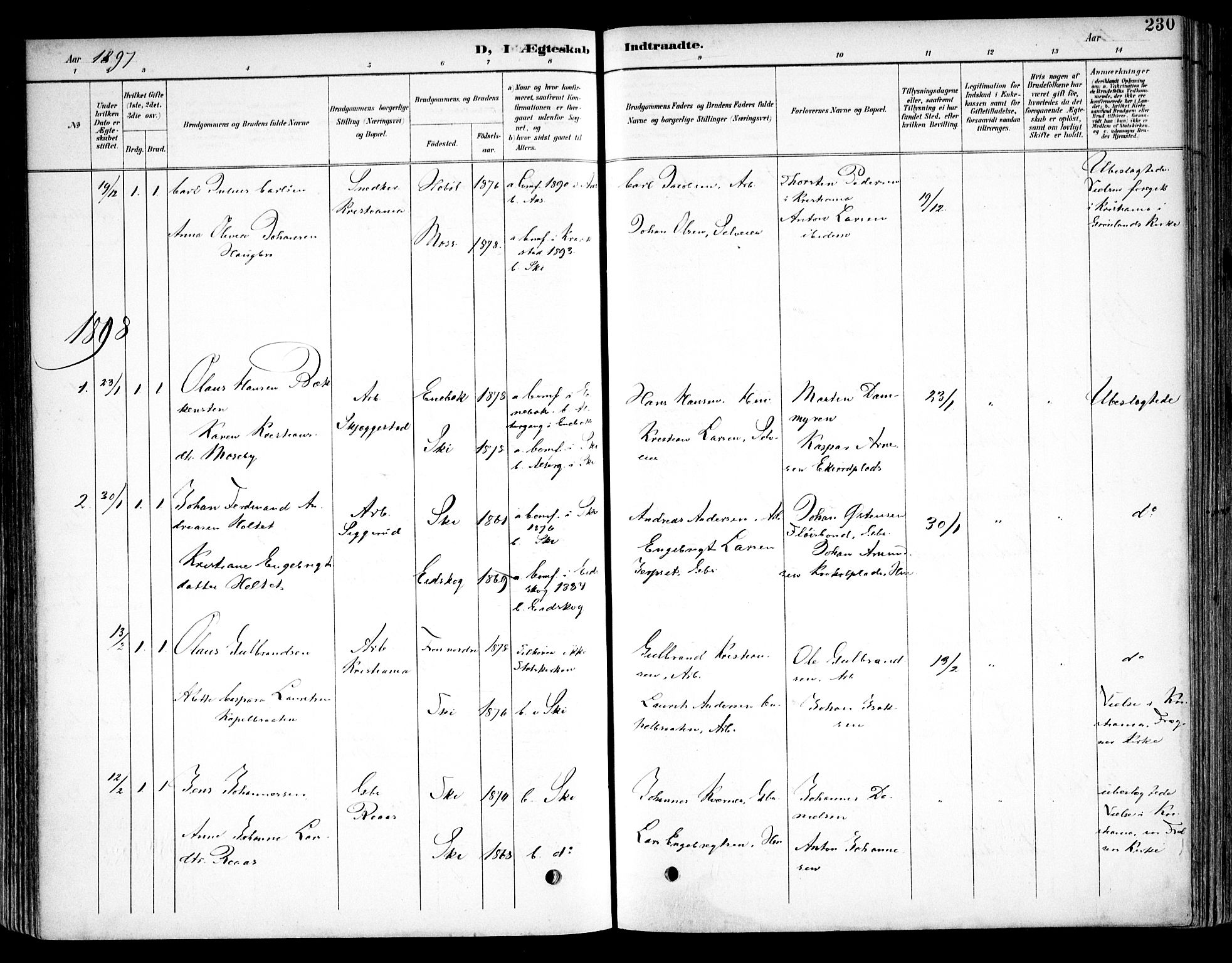Kråkstad prestekontor Kirkebøker, SAO/A-10125a/F/Fb/L0002: Parish register (official) no. II 2, 1893-1917, p. 230