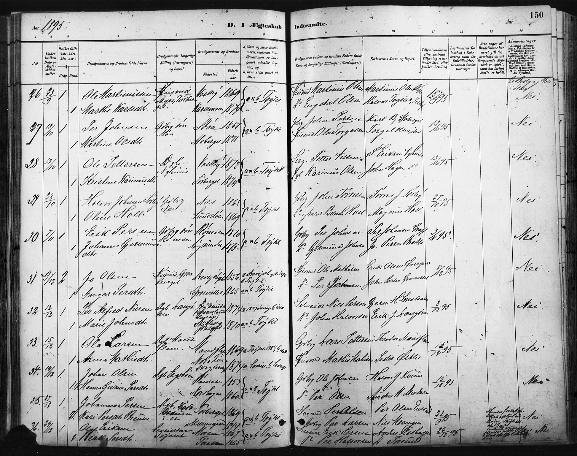 Trysil prestekontor, AV/SAH-PREST-046/H/Ha/Haa/L0009: Parish register (official) no. 9, 1881-1897, p. 150