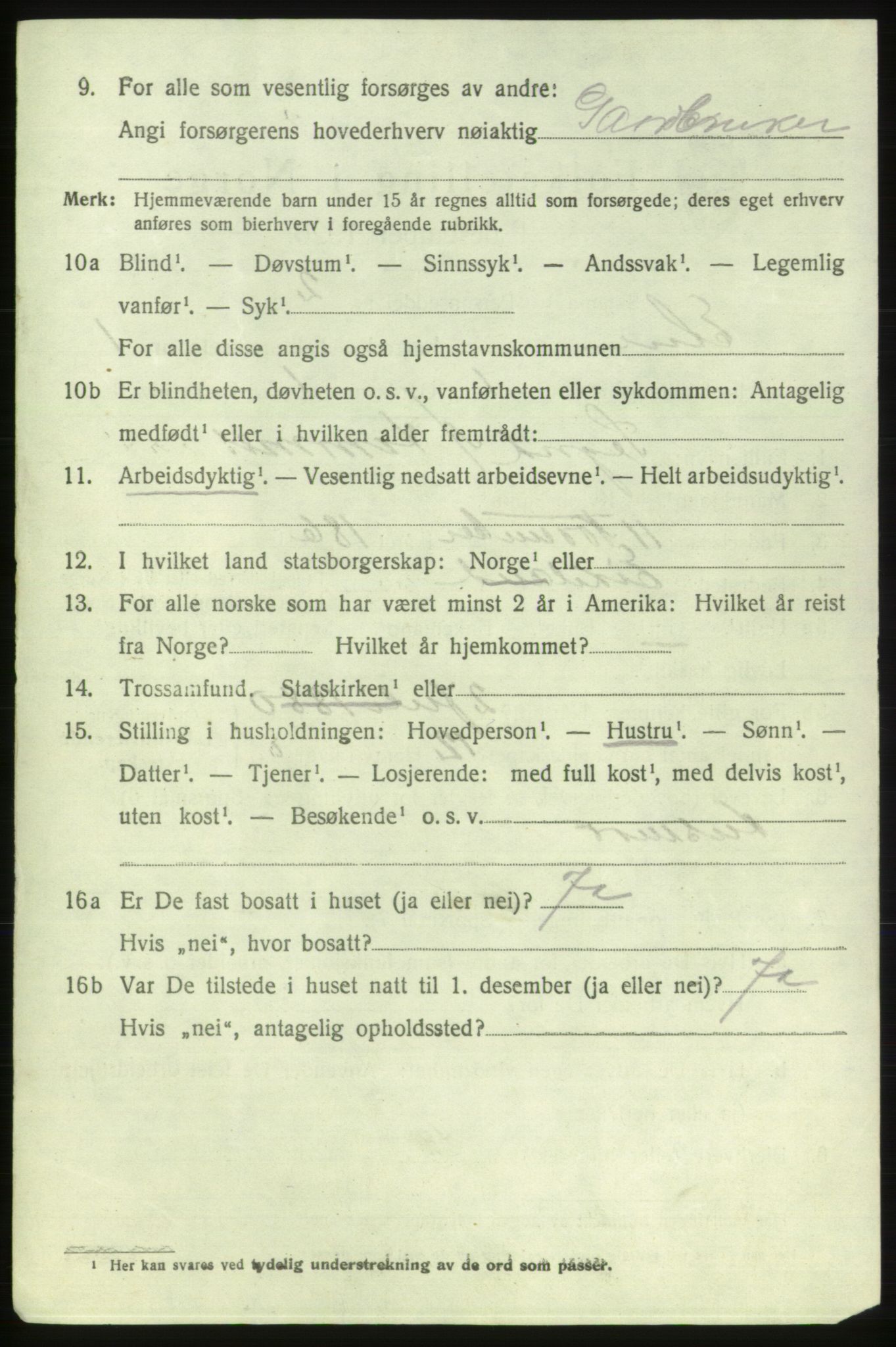 SAB, 1920 census for Etne, 1920, p. 3924