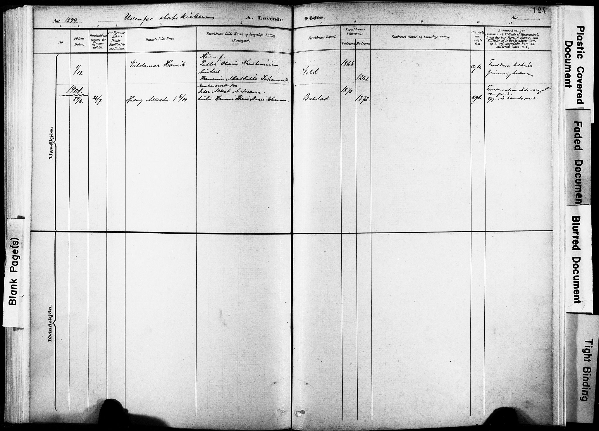 Ministerialprotokoller, klokkerbøker og fødselsregistre - Nordland, SAT/A-1459/881/L1151: Parish register (official) no. 881A04, 1899-1907, p. 124