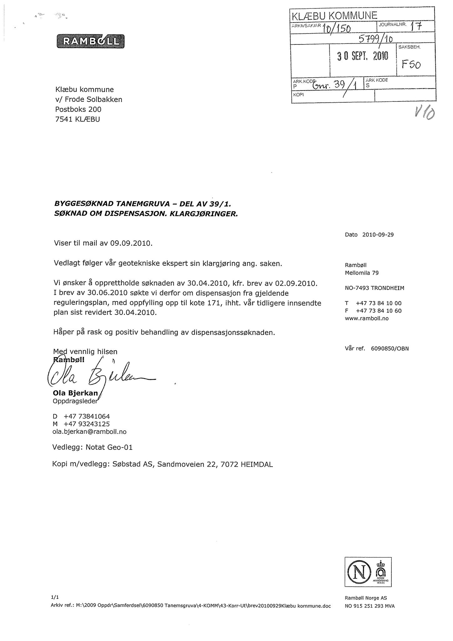 Klæbu Kommune, TRKO/KK/02-FS/L003: Formannsskapet - Møtedokumenter, 2010, p. 1933