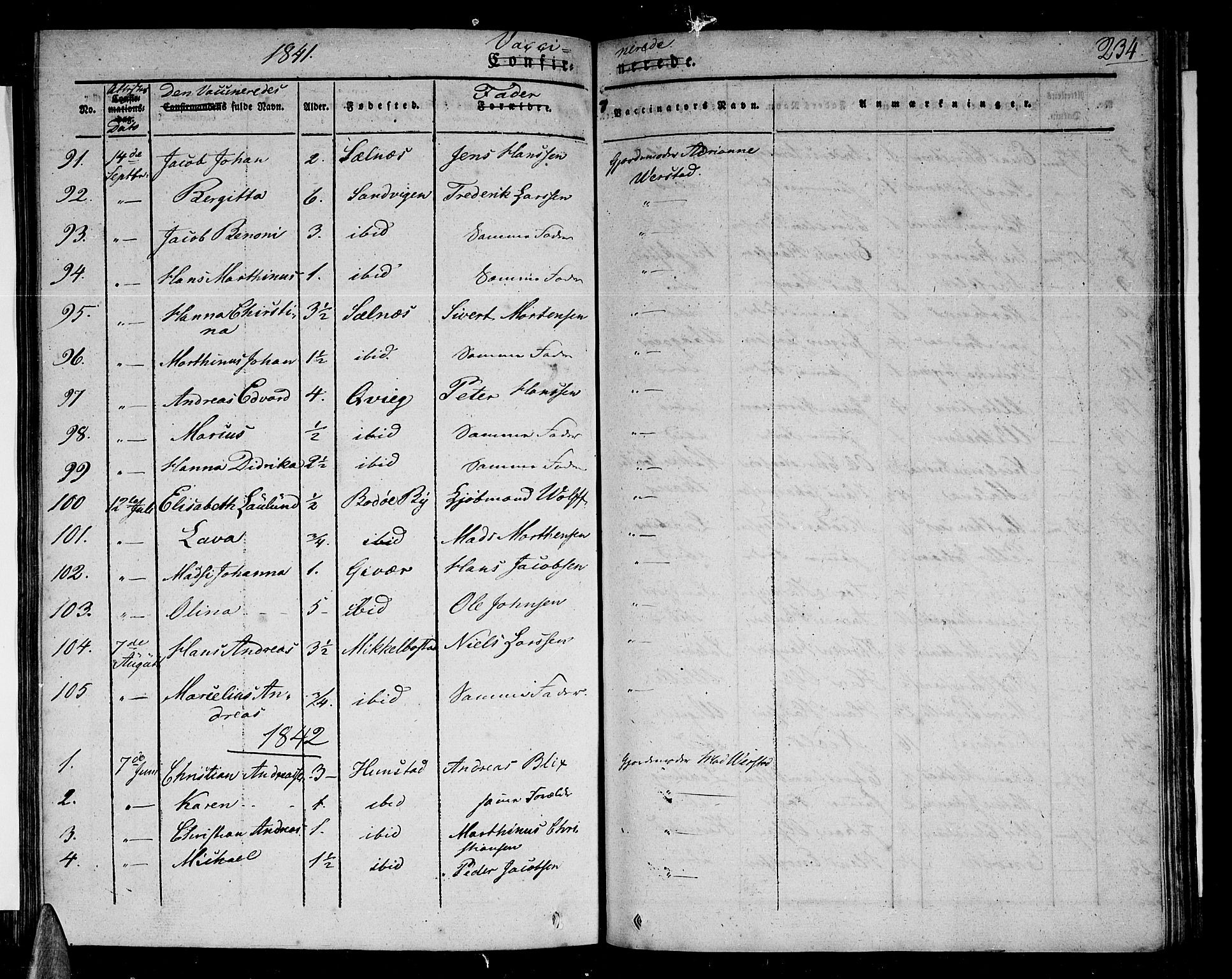 Ministerialprotokoller, klokkerbøker og fødselsregistre - Nordland, AV/SAT-A-1459/801/L0006: Parish register (official) no. 801A06, 1834-1845, p. 234