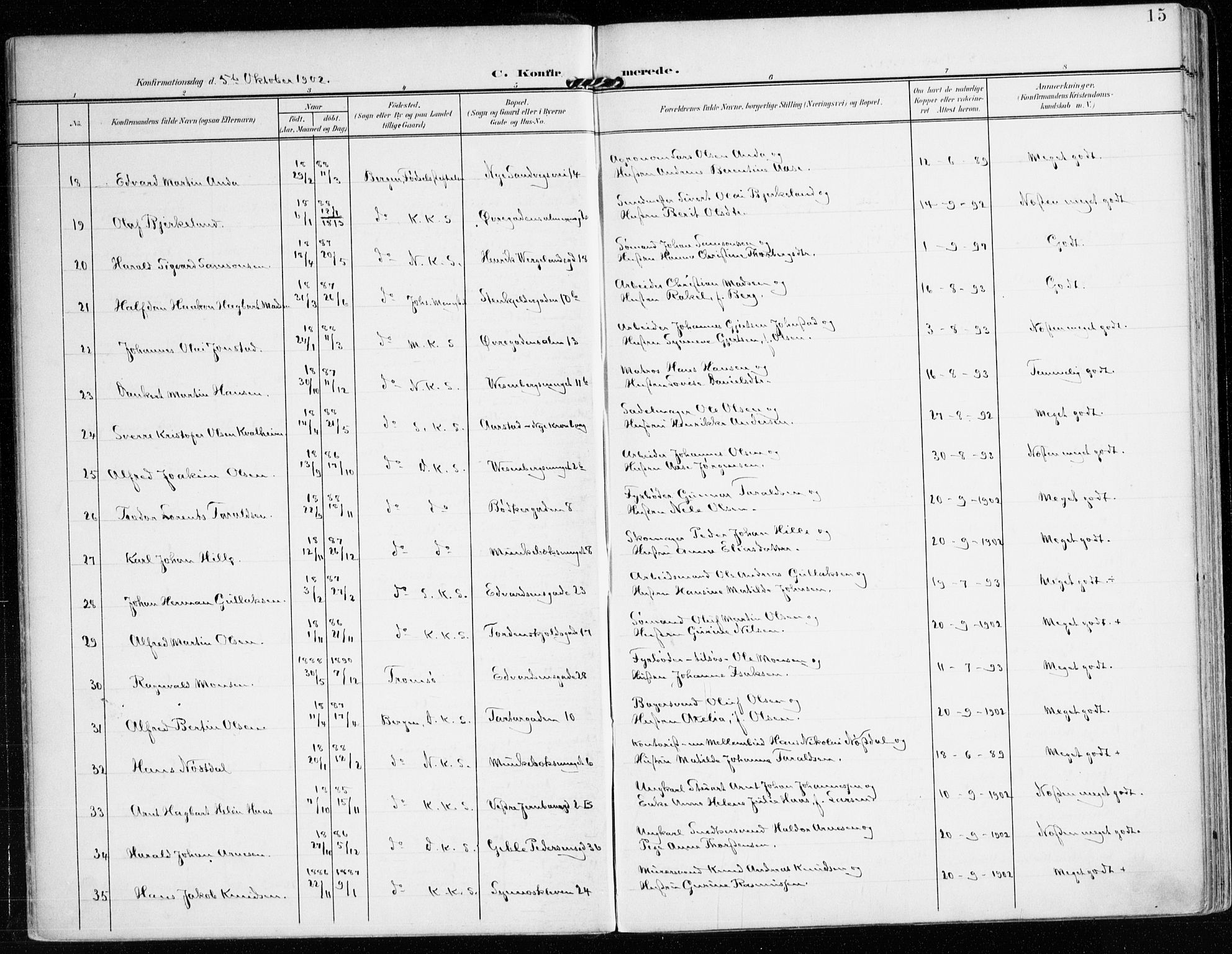 Mariakirken Sokneprestembete, AV/SAB-A-76901/H/Haa/L0014: Parish register (official) no. C 2, 1900-1916, p. 15