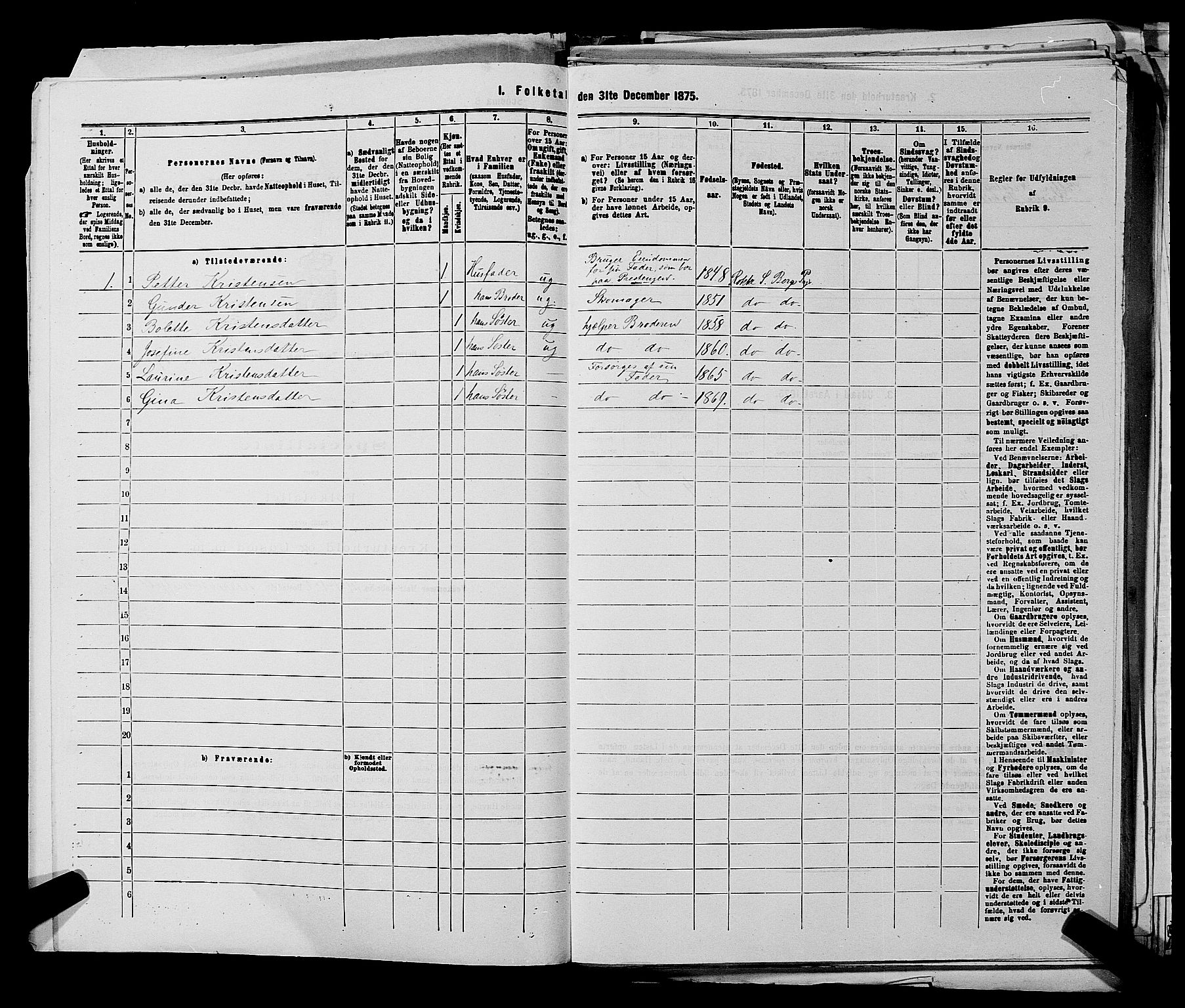 RA, 1875 census for 0116P Berg, 1875, p. 874