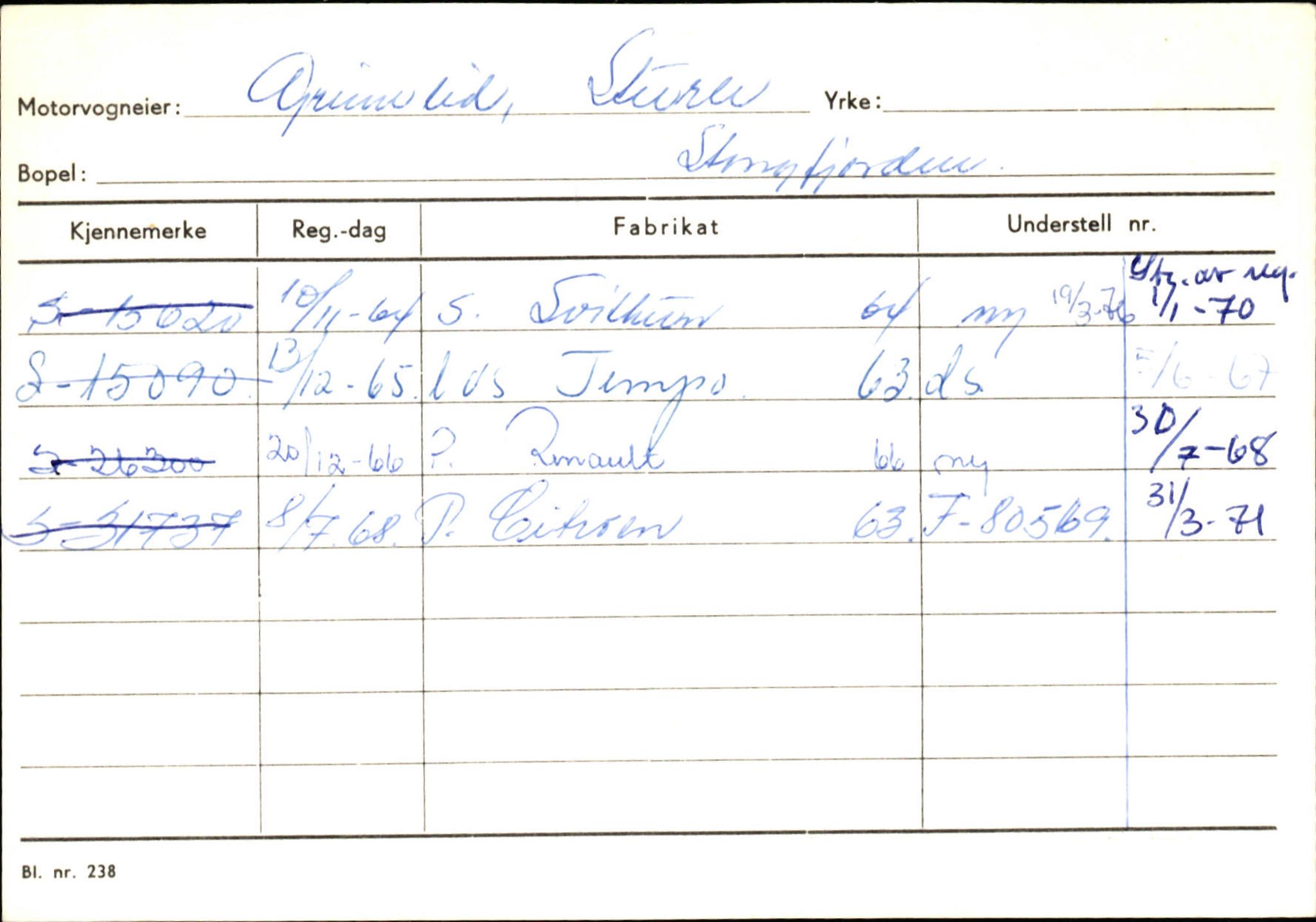 Statens vegvesen, Sogn og Fjordane vegkontor, AV/SAB-A-5301/4/F/L0132: Eigarregister Askvoll A-Å. Balestrand A-Å, 1945-1975, p. 441