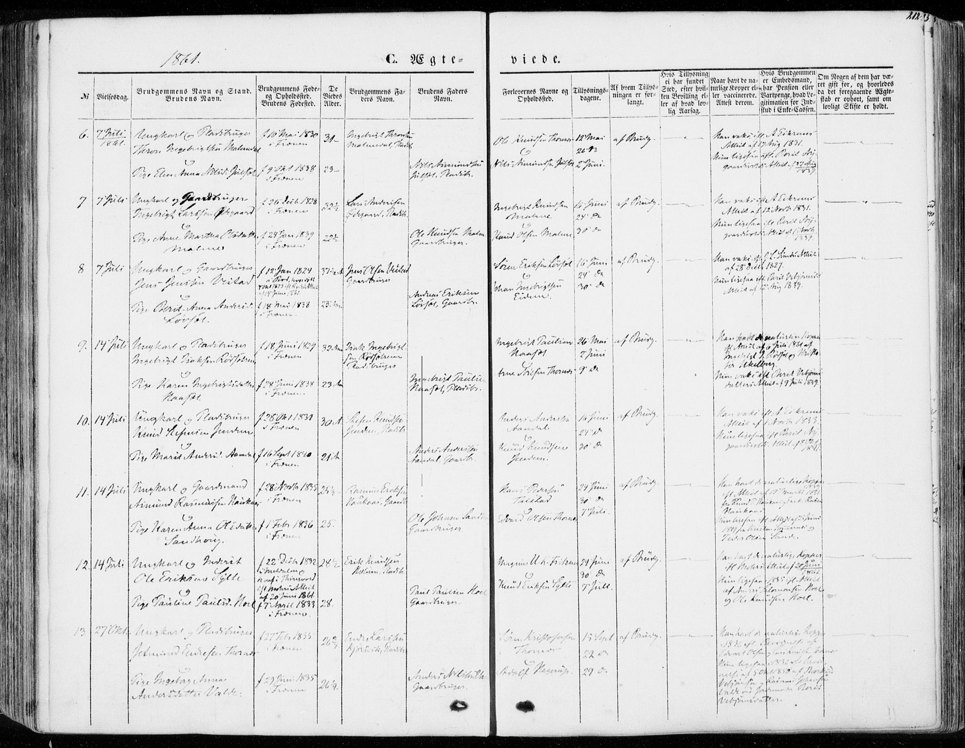 Ministerialprotokoller, klokkerbøker og fødselsregistre - Møre og Romsdal, SAT/A-1454/565/L0748: Parish register (official) no. 565A02, 1845-1872, p. 212