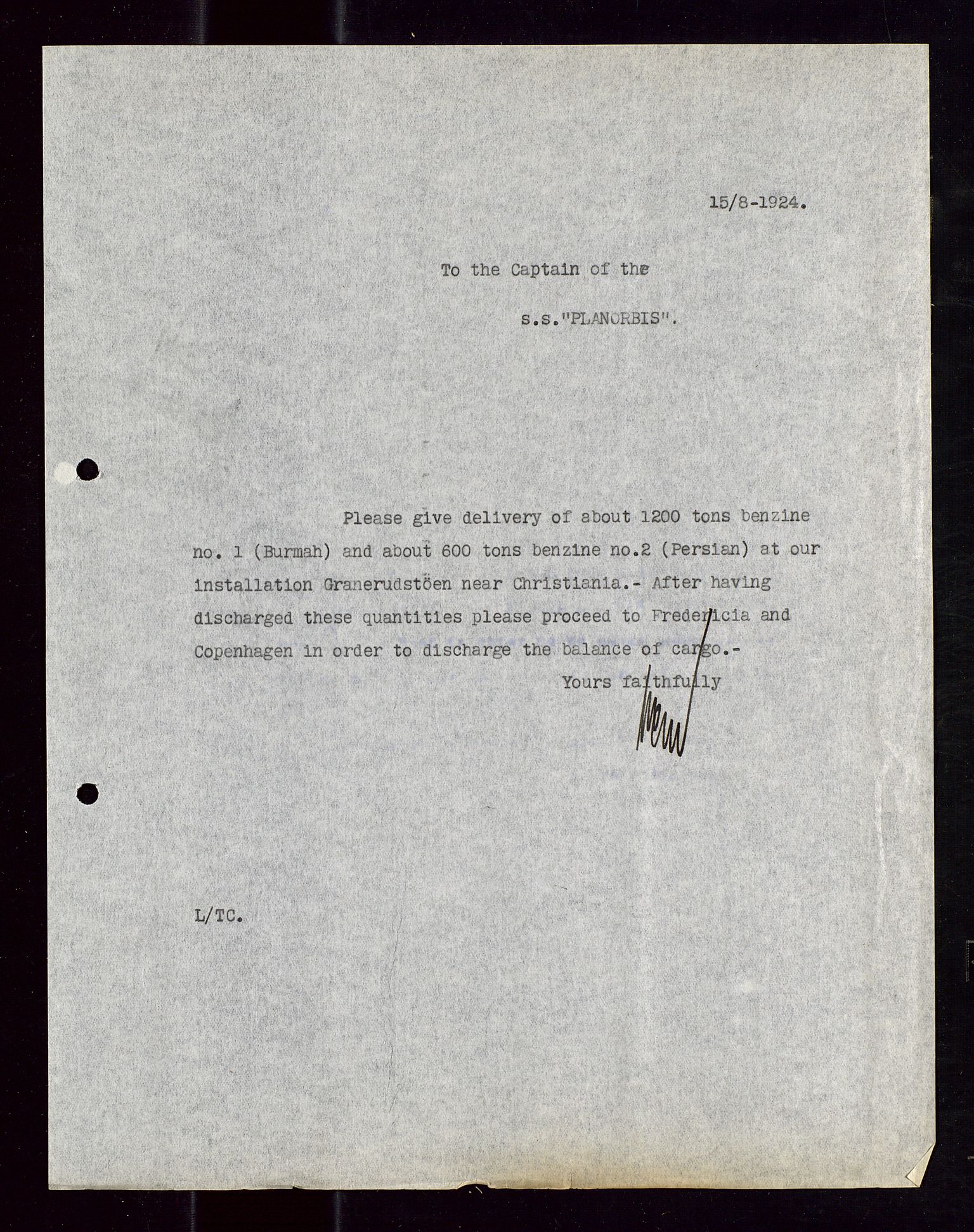 Pa 1521 - A/S Norske Shell, SAST/A-101915/E/Ea/Eaa/L0013: Sjefskorrespondanse, 1924, p. 81