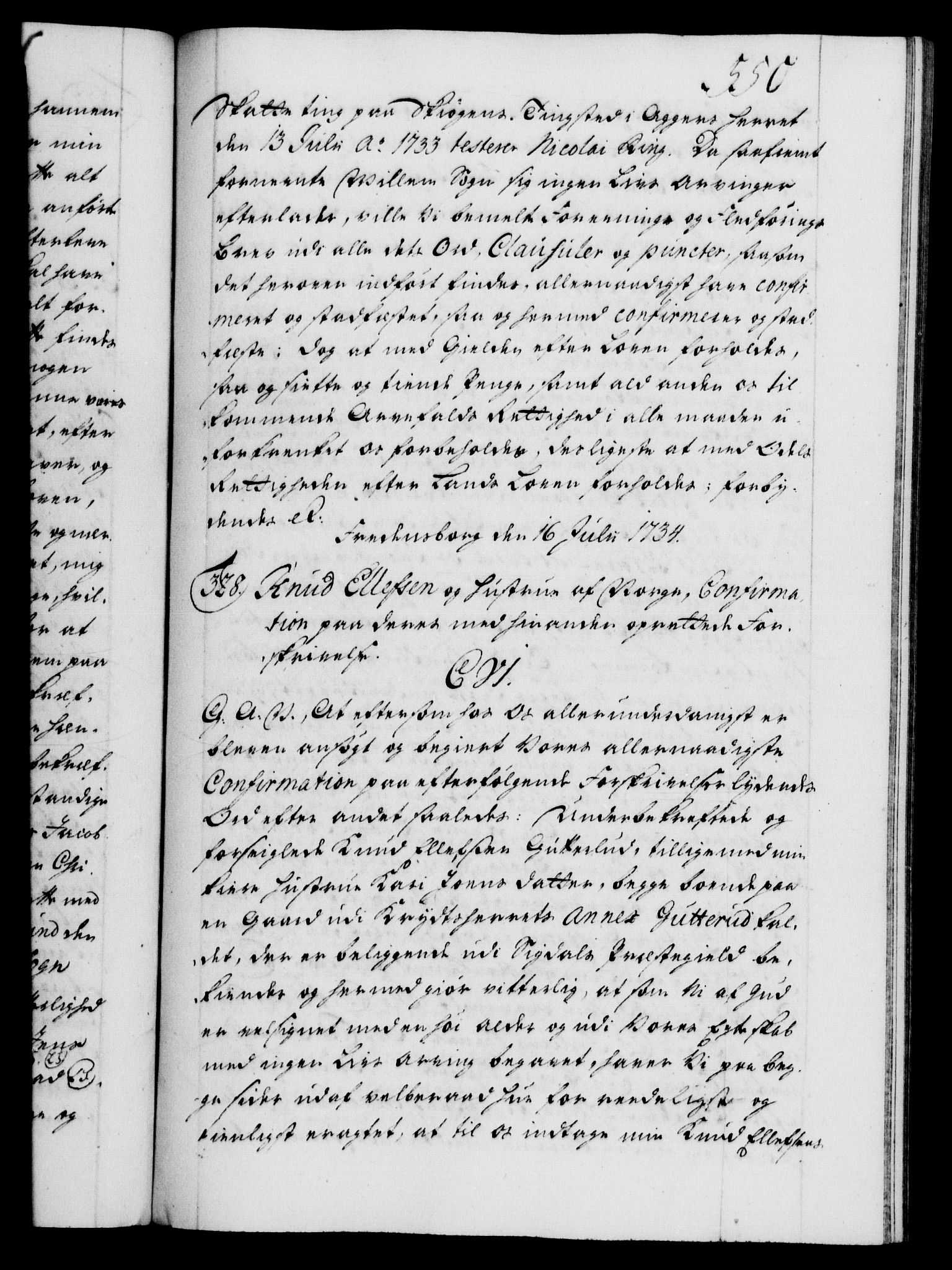 Danske Kanselli 1572-1799, AV/RA-EA-3023/F/Fc/Fca/Fcaa/L0028: Norske registre, 1733-1734, p. 550a
