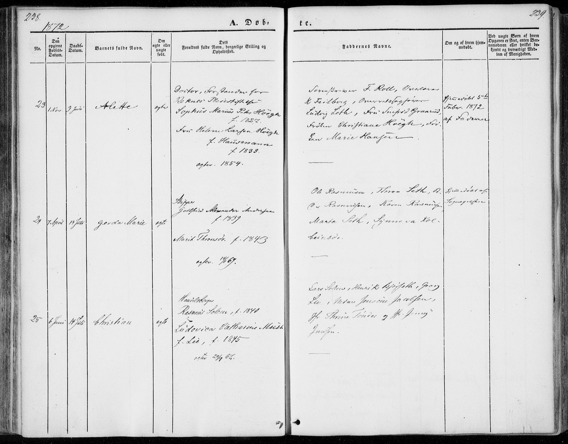 Ministerialprotokoller, klokkerbøker og fødselsregistre - Møre og Romsdal, AV/SAT-A-1454/558/L0689: Parish register (official) no. 558A03, 1843-1872, p. 238-239