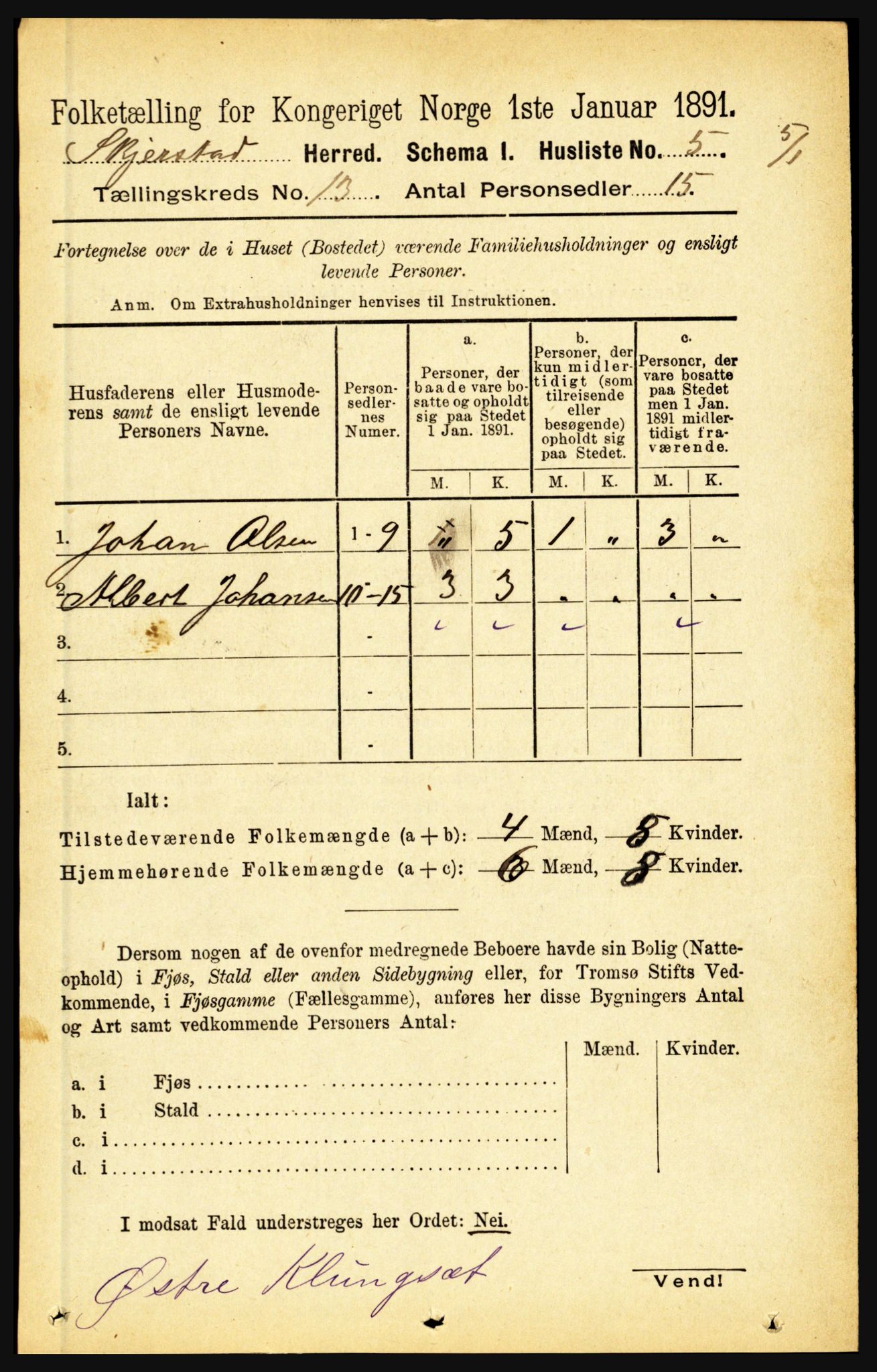 RA, 1891 census for 1842 Skjerstad, 1891, p. 4316