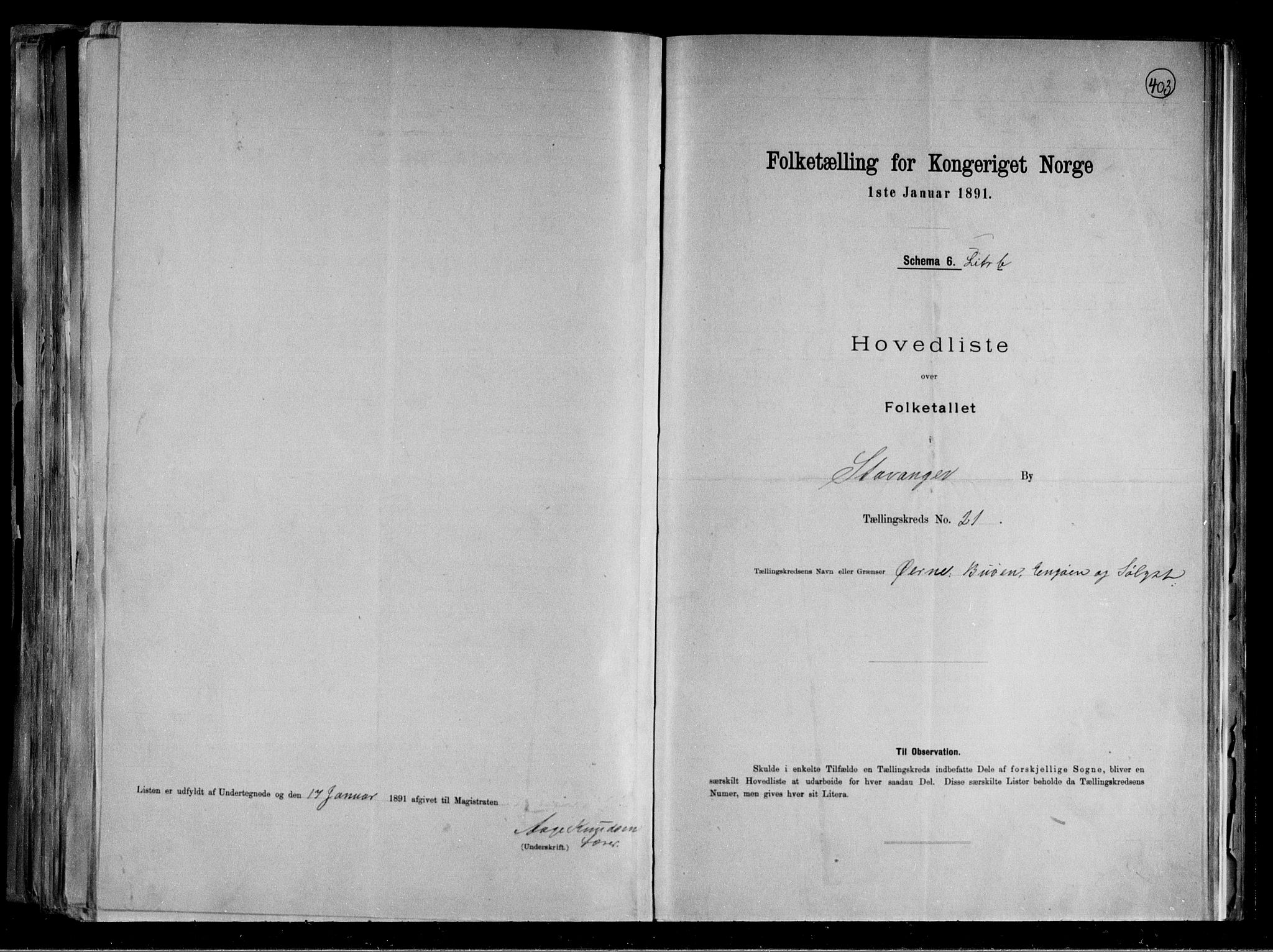 RA, 1891 census for 1103 Stavanger, 1891, p. 50