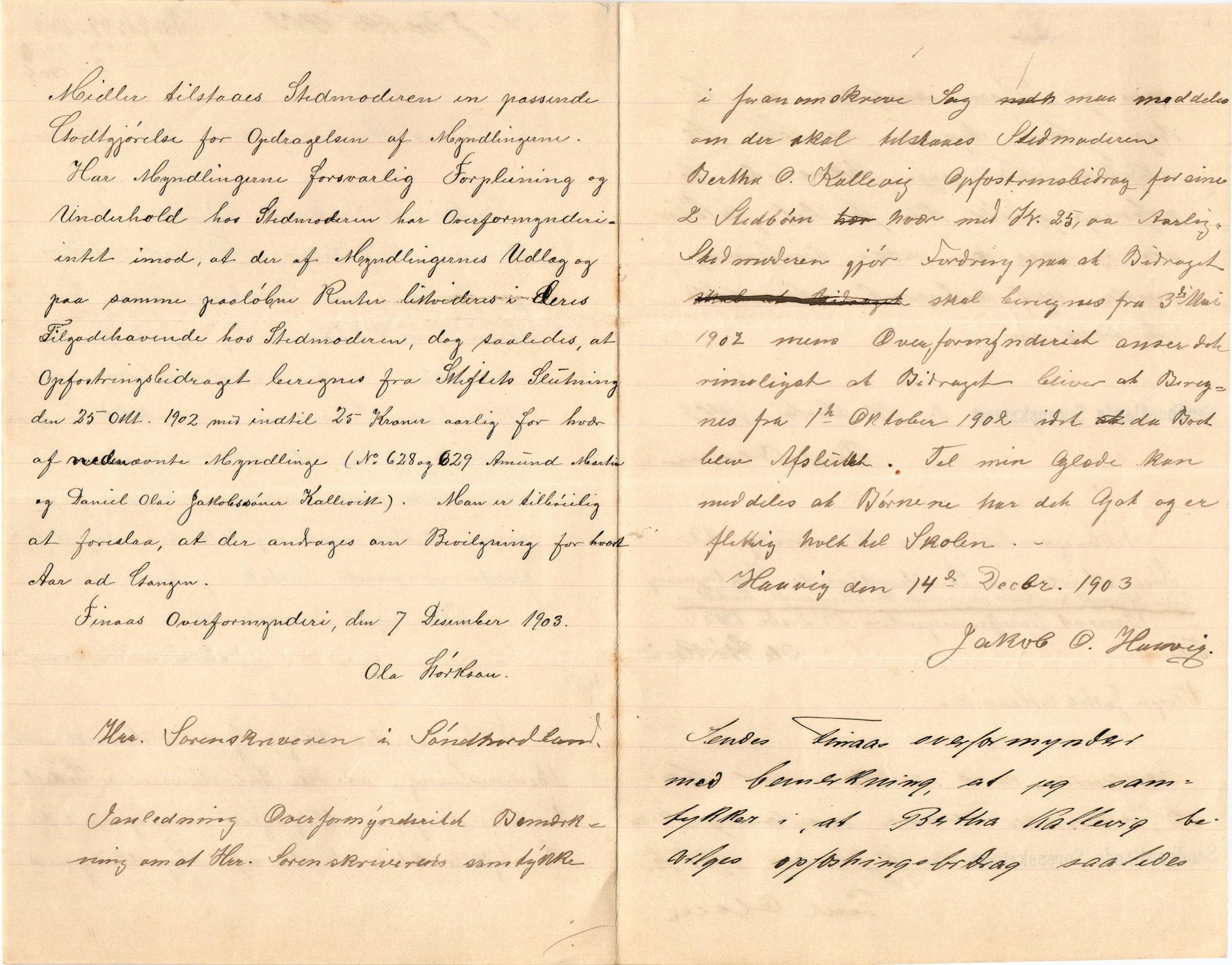 Finnaas kommune. Overformynderiet, IKAH/1218a-812/D/Da/Daa/L0002/0002: Kronologisk ordna korrespondanse / Kronologisk ordna korrespondanse, 1901-1904, p. 166
