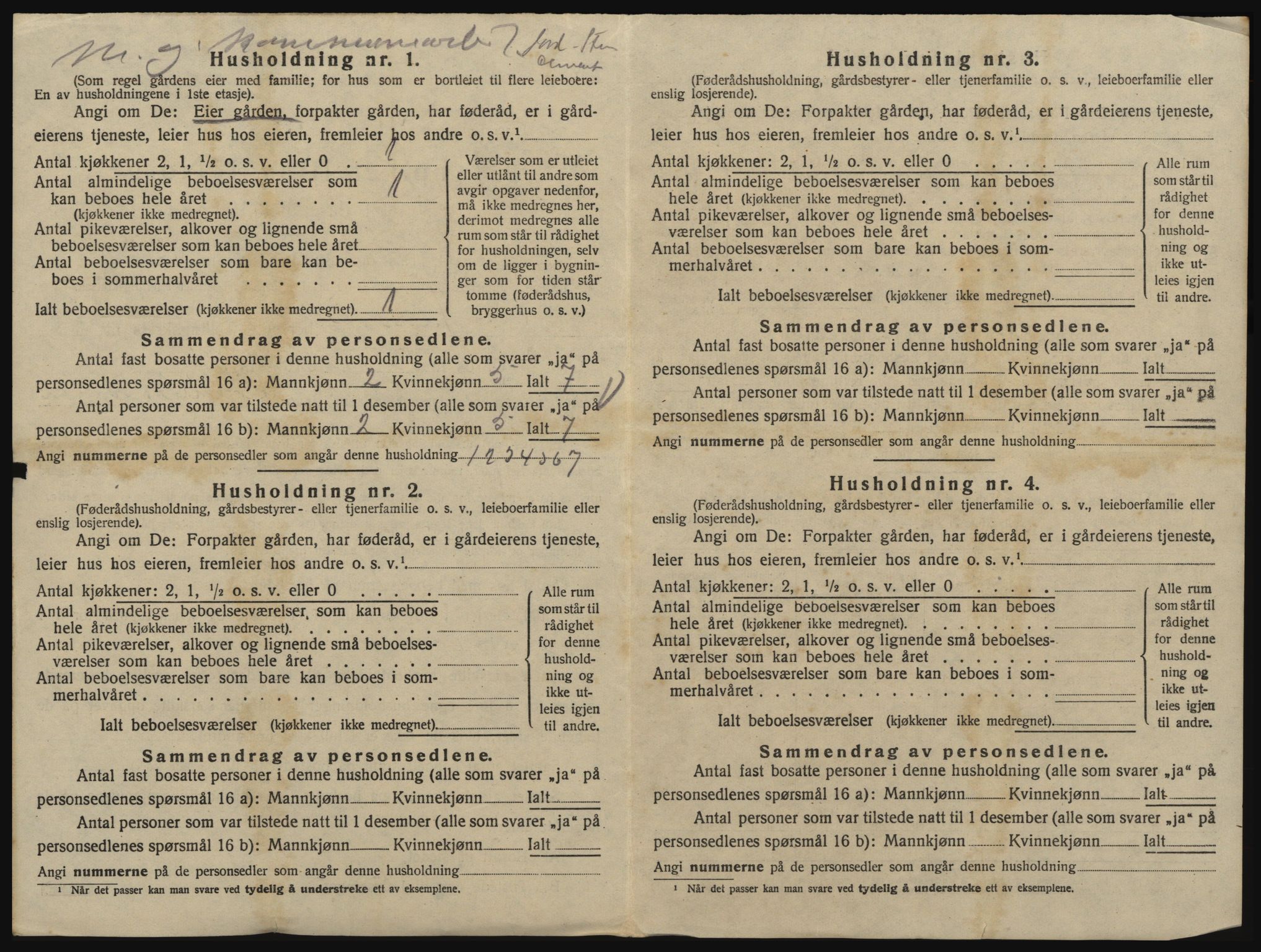 SAO, 1920 census for Glemmen, 1920, p. 444