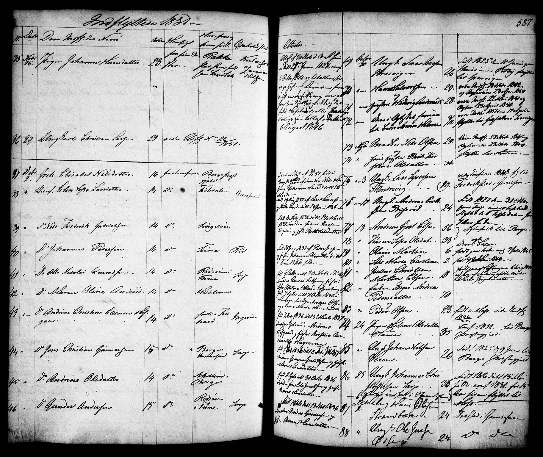 Skjeberg prestekontor Kirkebøker, AV/SAO-A-10923/F/Fa/L0006: Parish register (official) no. I 6, 1846-1858, p. 587