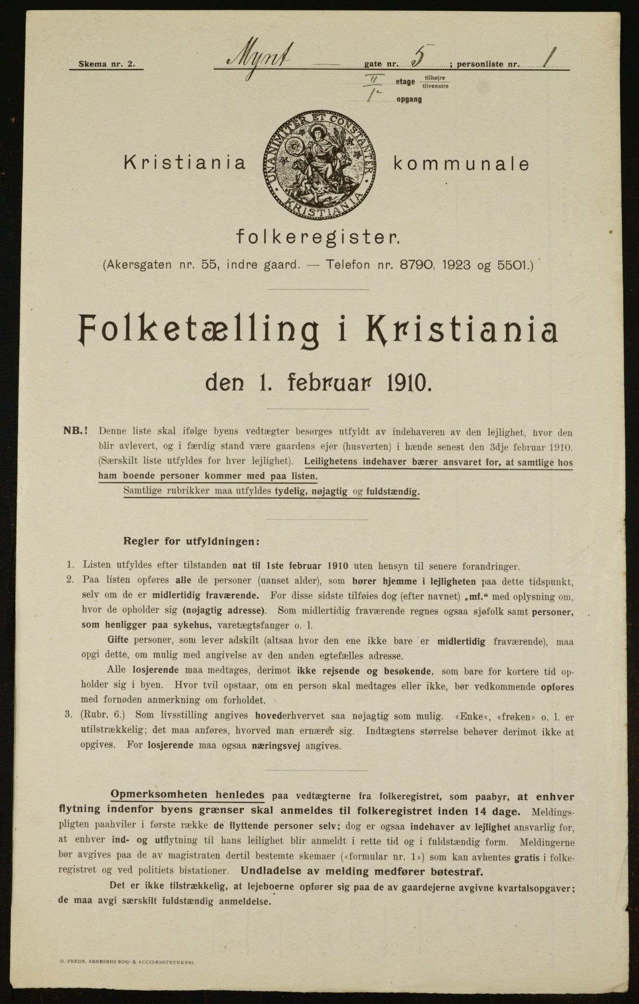 OBA, Municipal Census 1910 for Kristiania, 1910, p. 66032