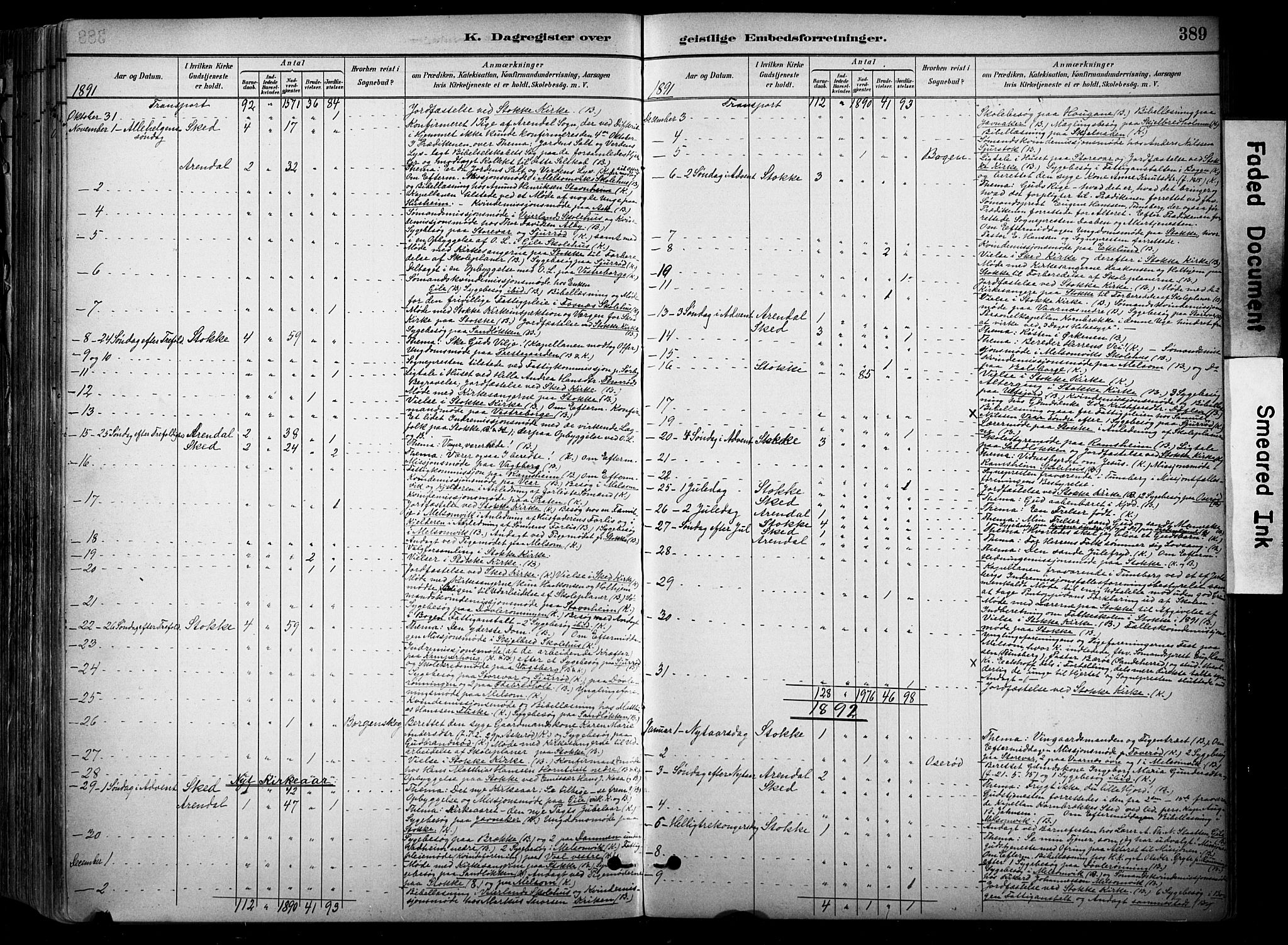 Stokke kirkebøker, AV/SAKO-A-320/F/Fa/L0010: Parish register (official) no. I 10, 1884-1903, p. 389