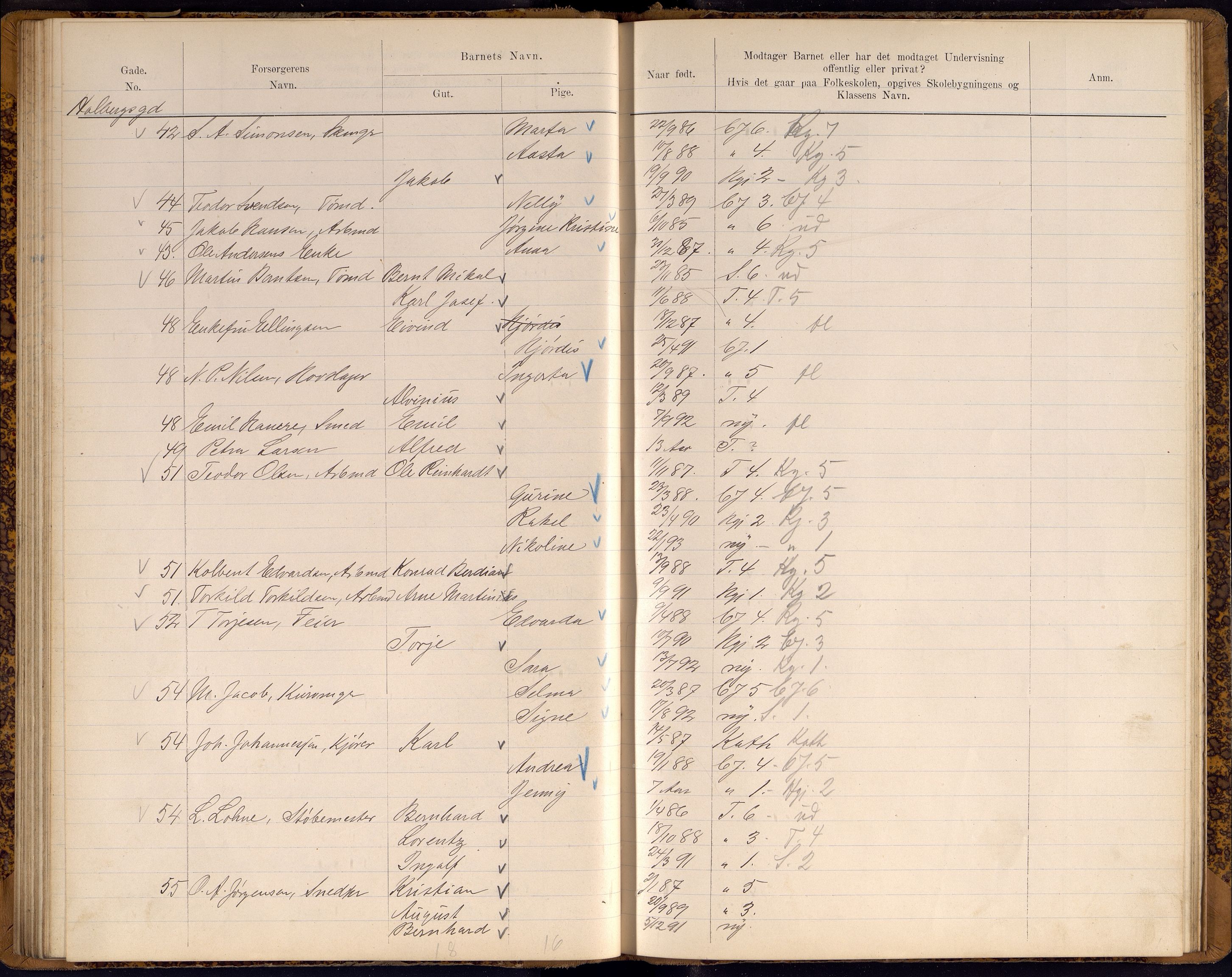 Kristiansand By - Skolekommisjonen/ -Styret, ARKSOR/1001KG510/J/Jb/L0009: Barnetelling, 1899