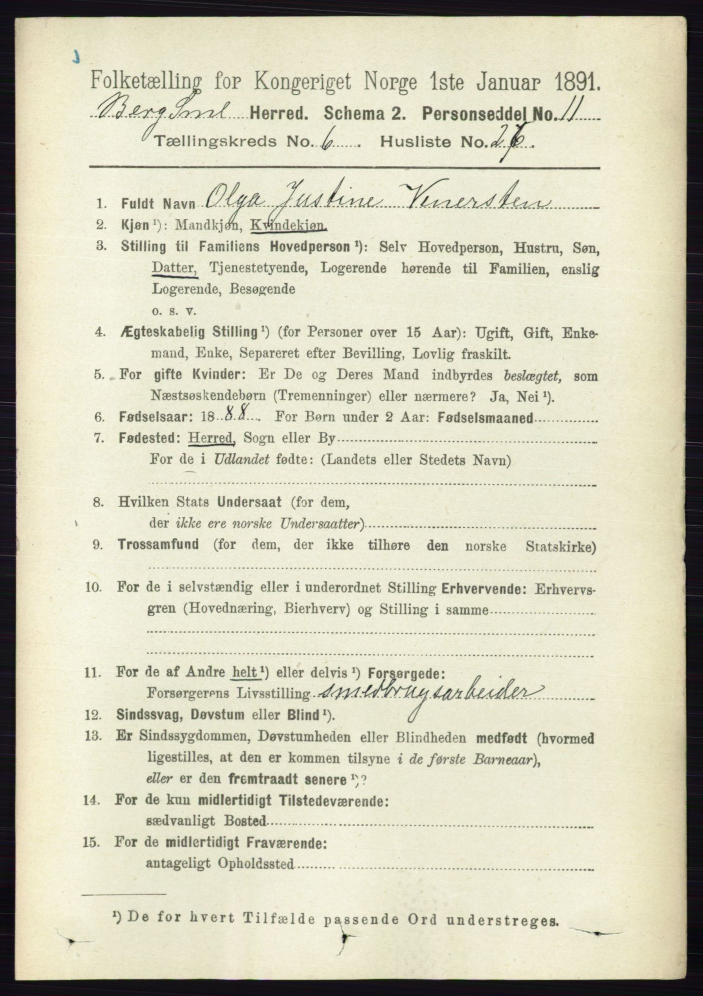 RA, 1891 census for 0116 Berg, 1891, p. 4221