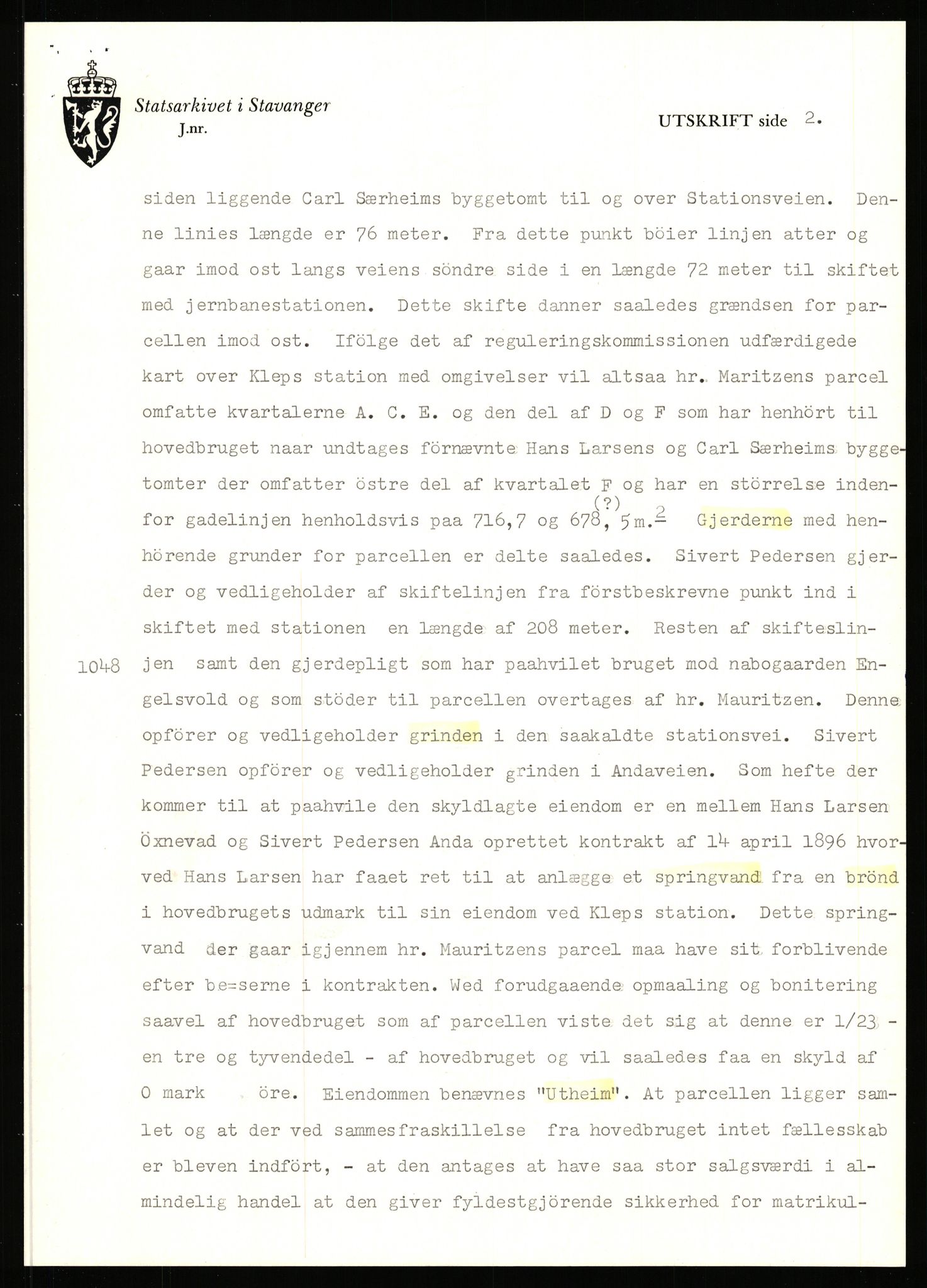 Statsarkivet i Stavanger, AV/SAST-A-101971/03/Y/Yj/L0002: Avskrifter sortert etter gårdsnavn: Amdal indre - Askeland, 1750-1930, p. 171