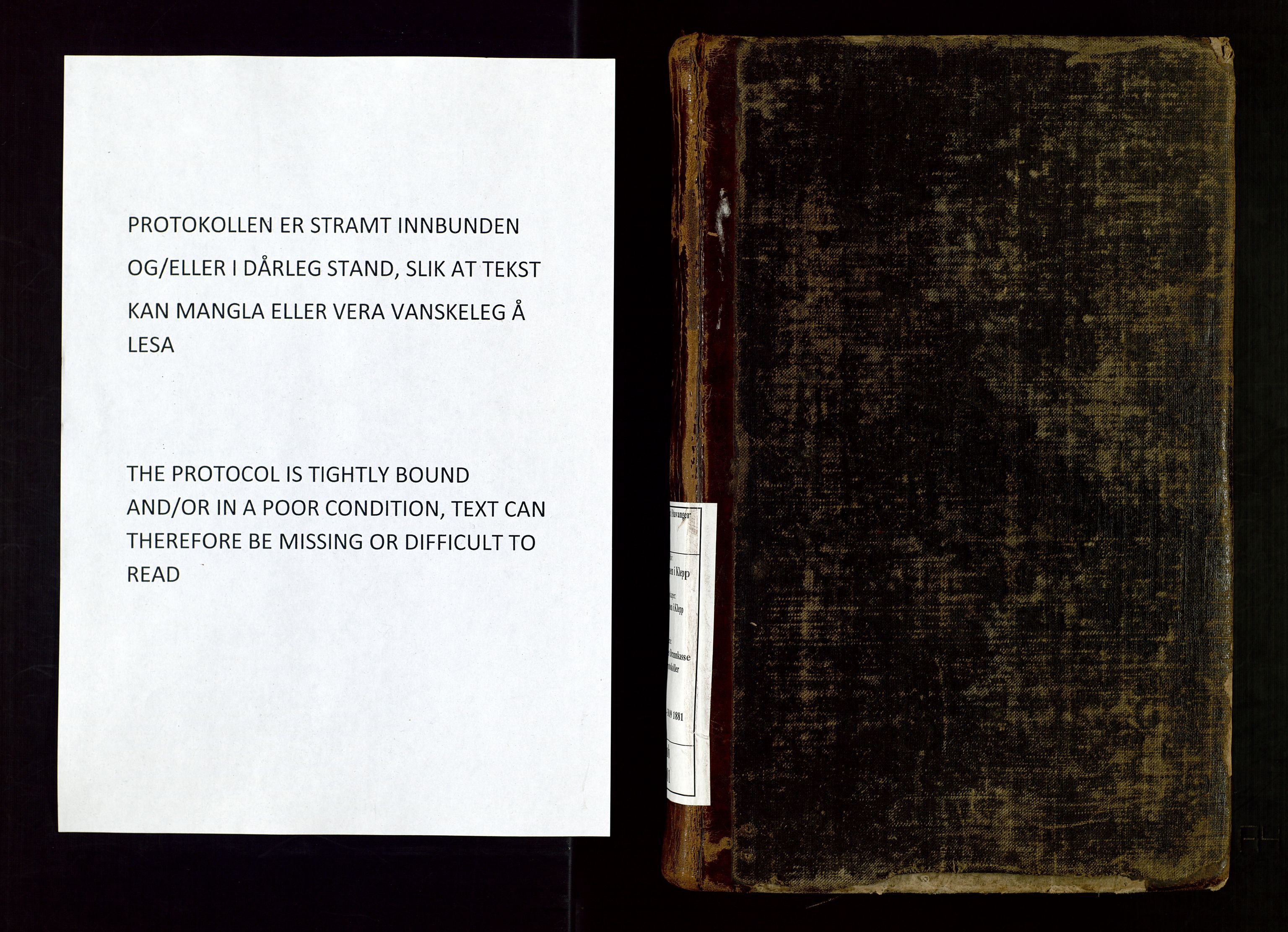 Klepp lensmannskontor, AV/SAST-A-100163/Gob/L0001: "Brandtaxatjons Protocol for Kleps Thinglaug", 1846-1881